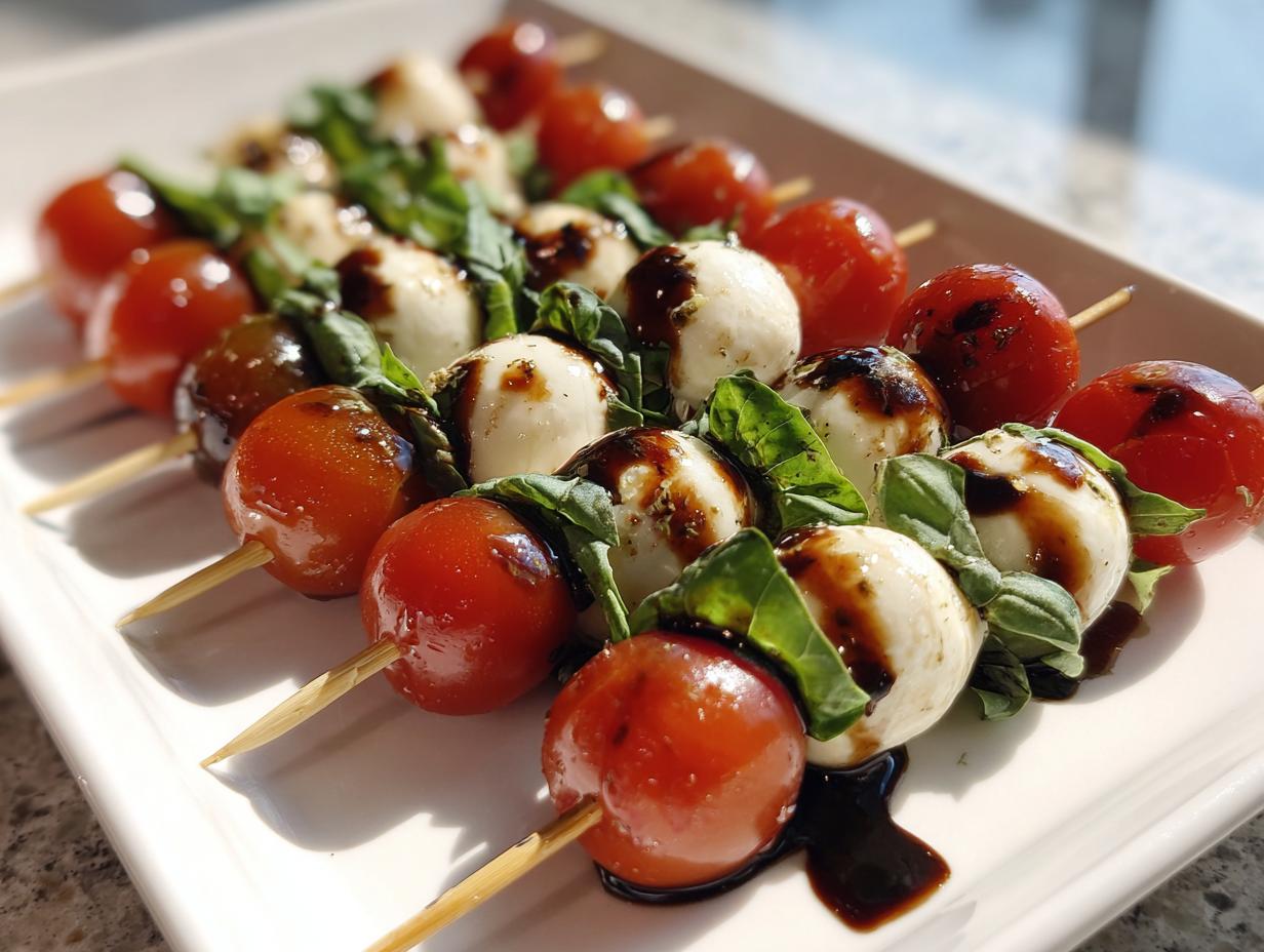 10-Minute Caprese Skewers with Balsamic Glaze You’ll Love