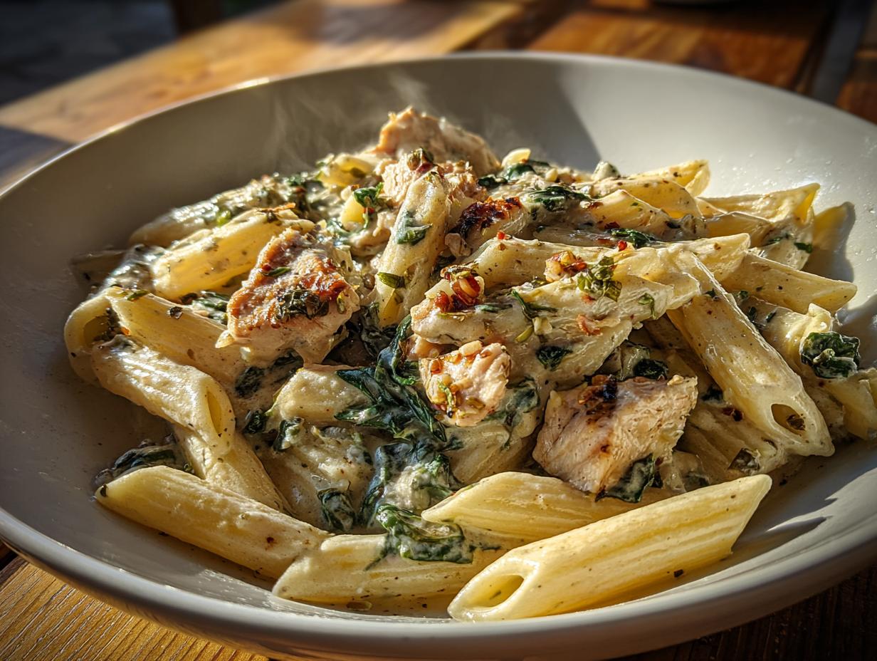 30-Minute Chicken & Spinach Skillet Pasta