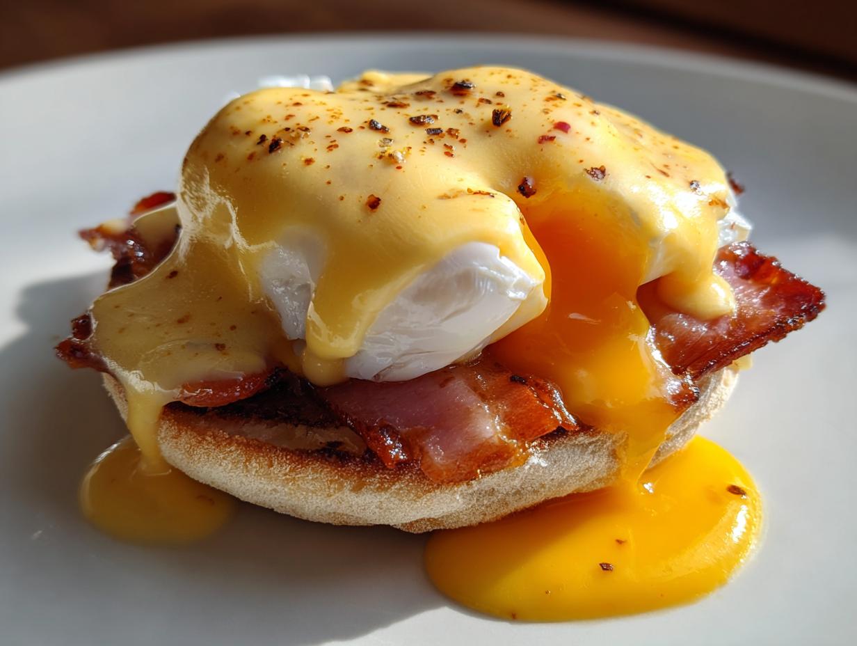 Classic Eggs Benedict with Hollandaise (4 Steps)