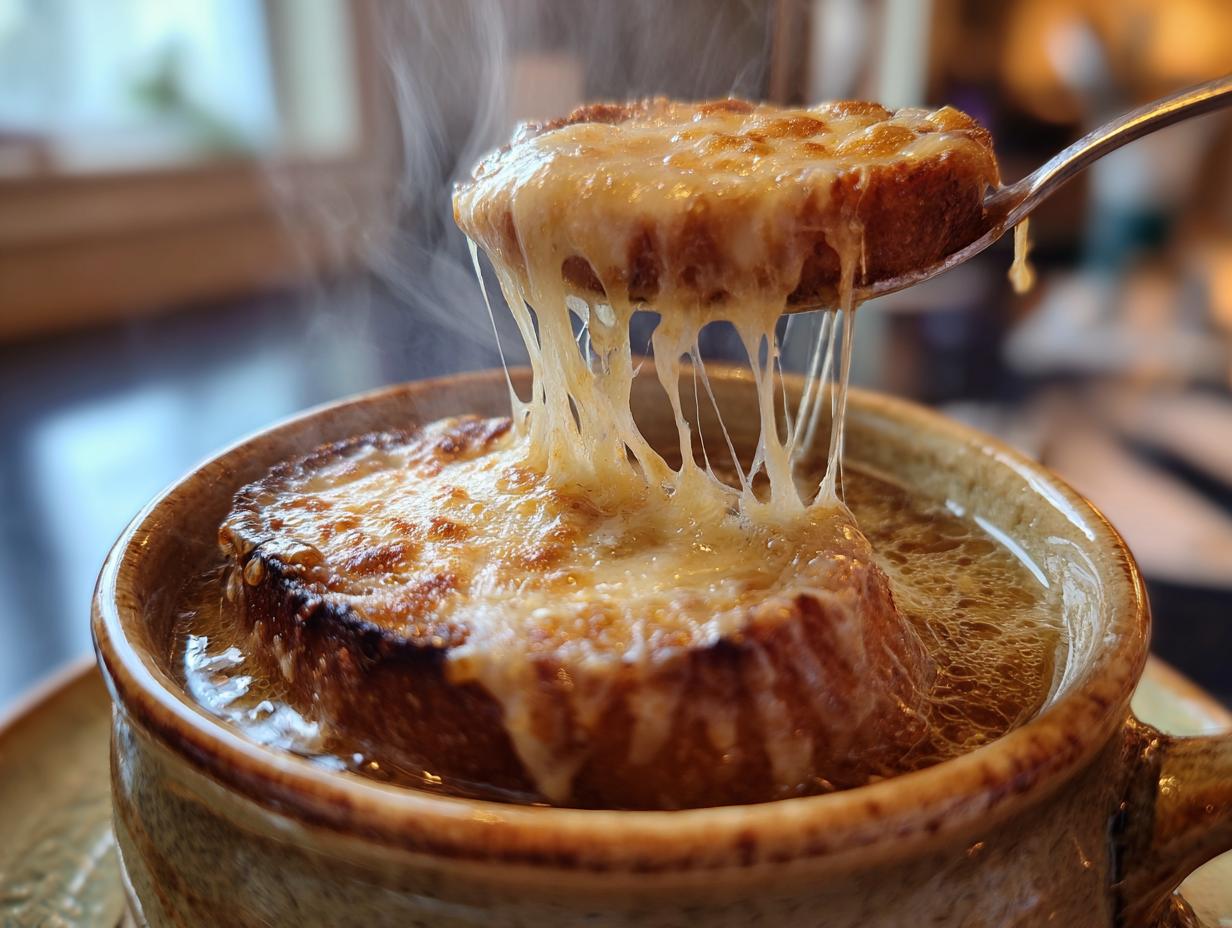 French Onion Soup with Gruyere Toasts – 4 Steps