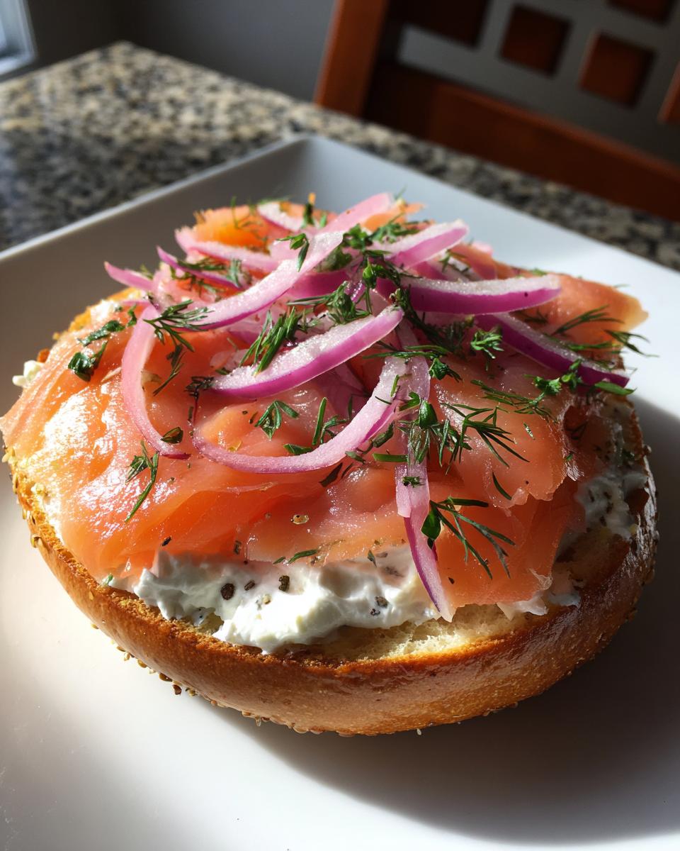 Smoked Salmon Bagel with Cream Cheese - detail 1