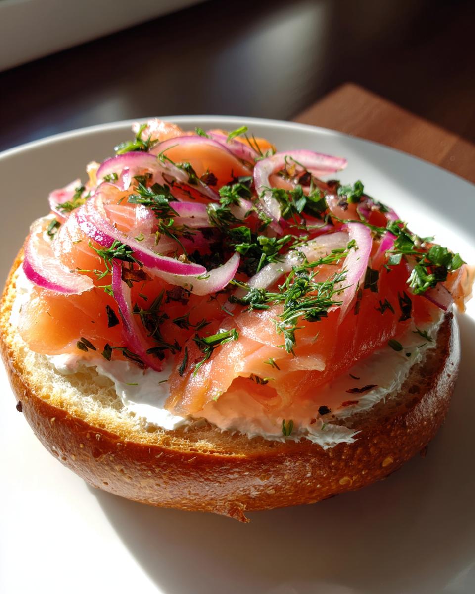 Smoked Salmon Bagel with Cream Cheese - detail 2