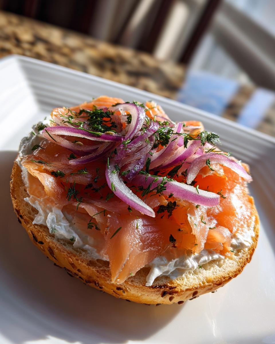 Smoked Salmon Bagel with Cream Cheese - detail 3