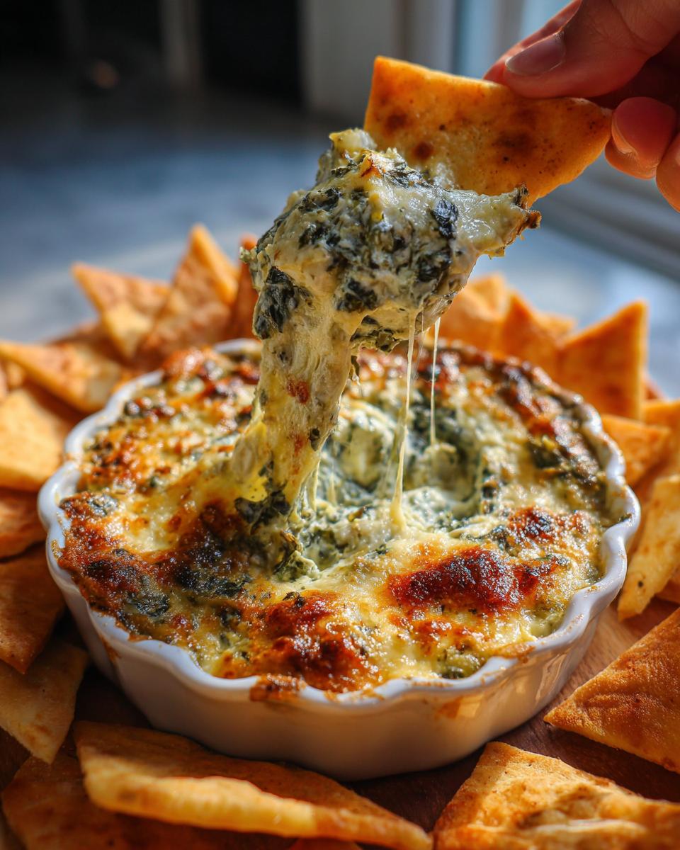 Spinach & Artichoke Dip with Pita Chips - detail 1