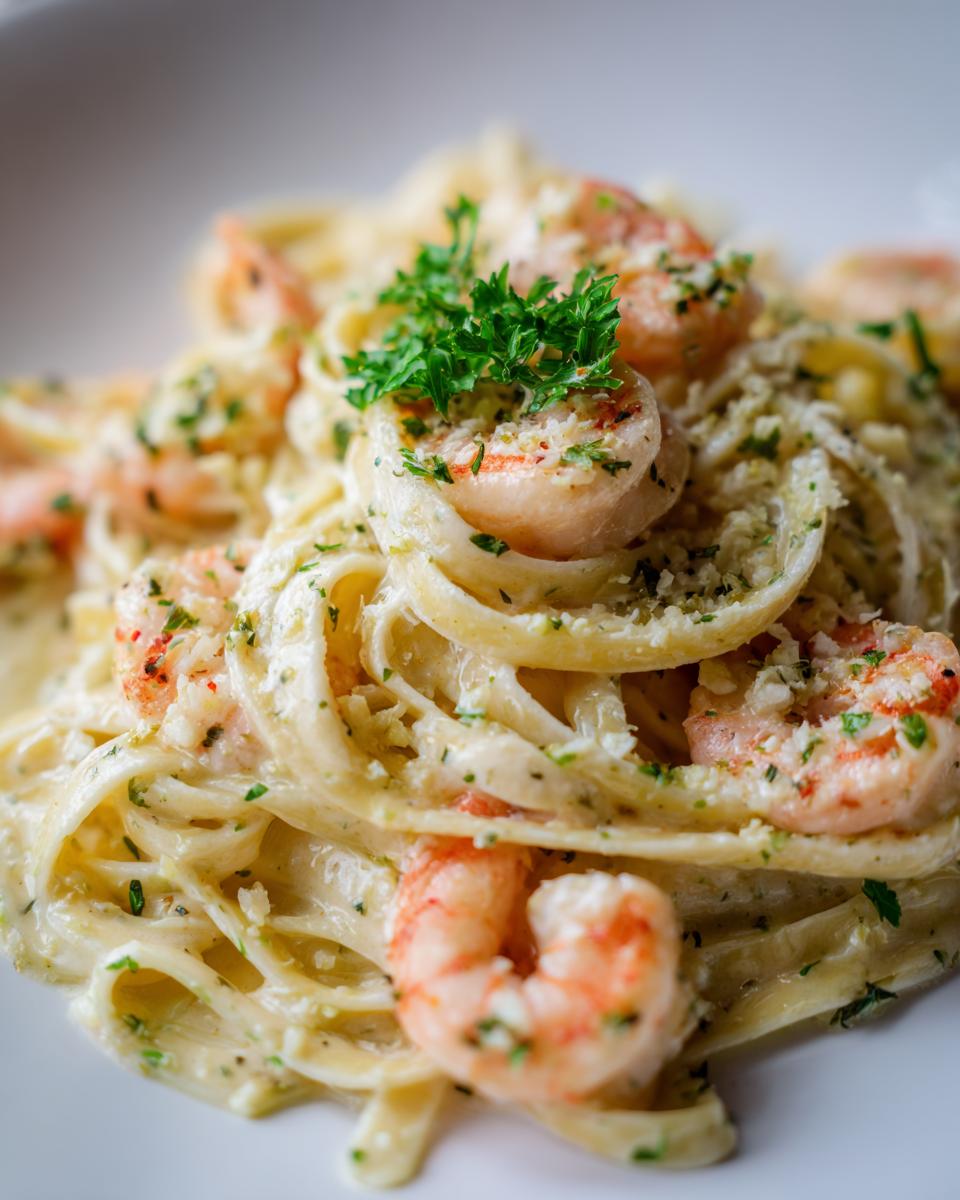 Creamy Garlic Shrimp Alfredo Pasta - detail 2