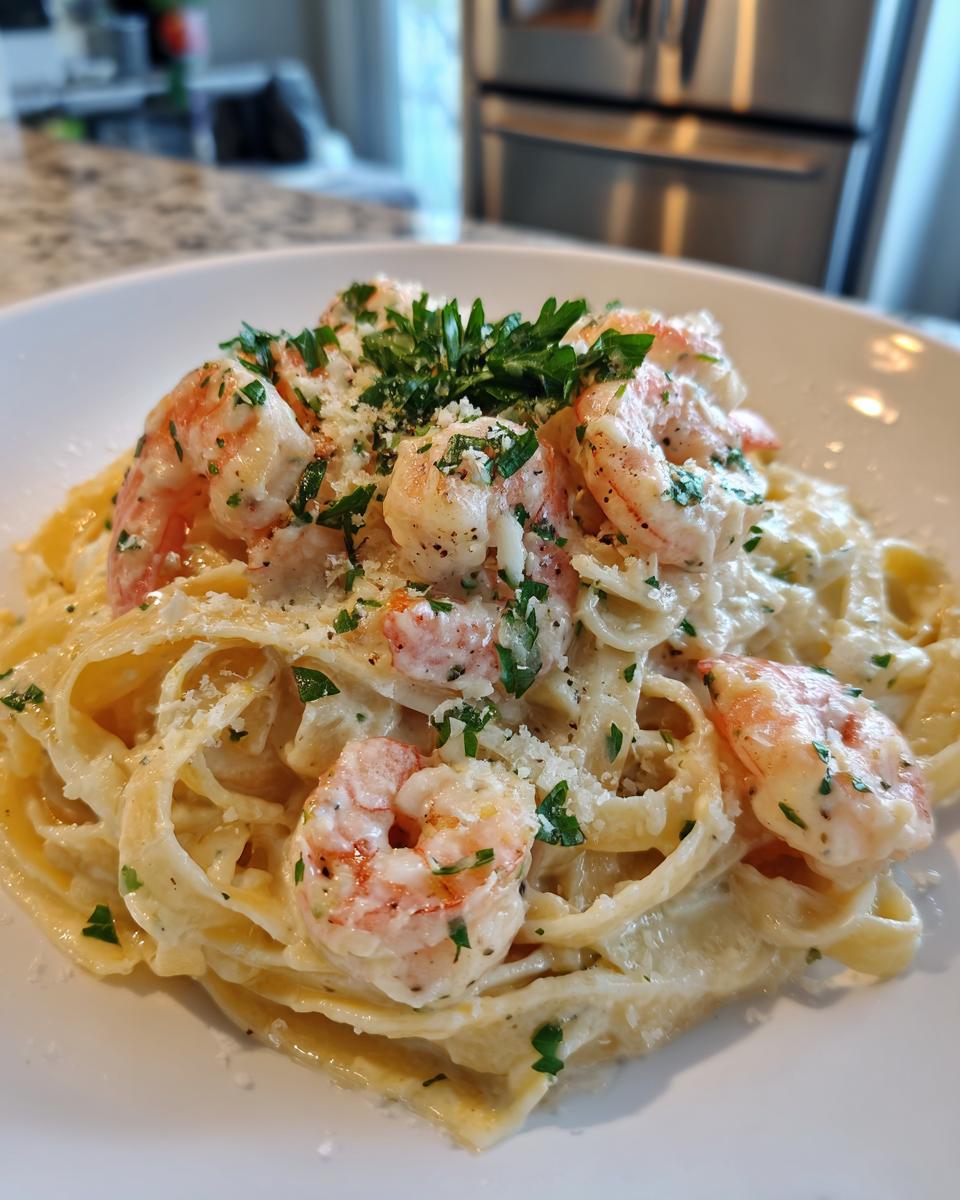 Creamy Garlic Shrimp Alfredo Pasta - detail 3