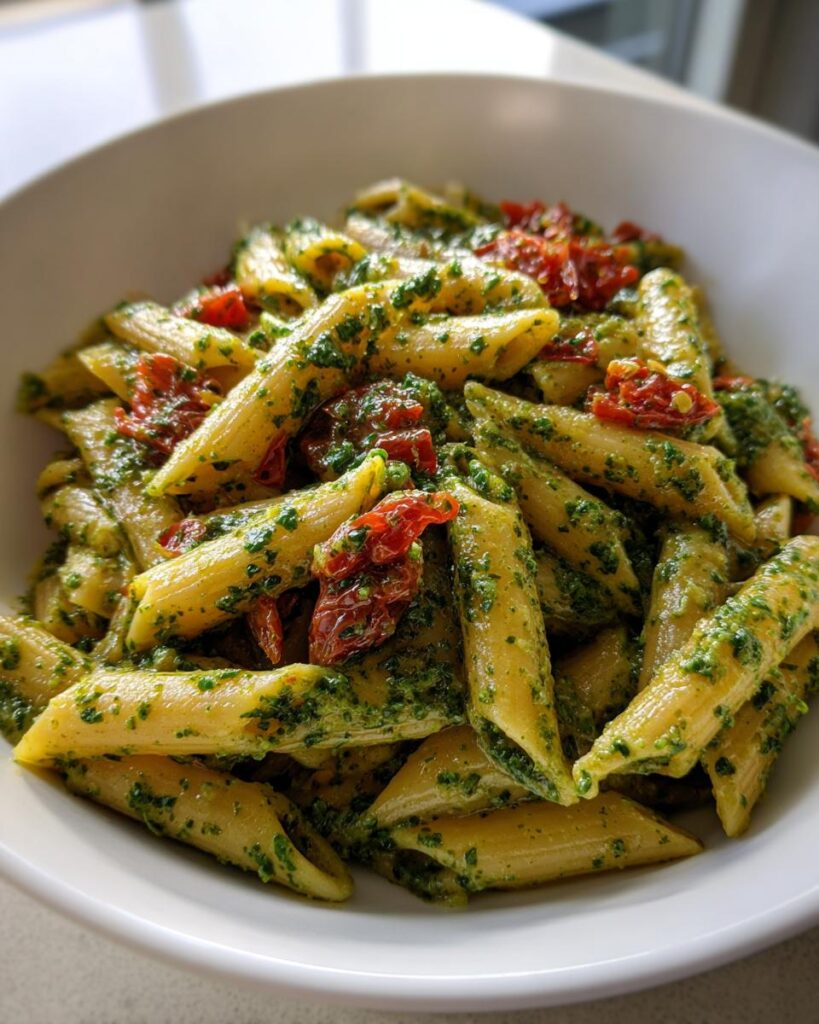 Pesto Penne with Sun-Dried Tomatoes