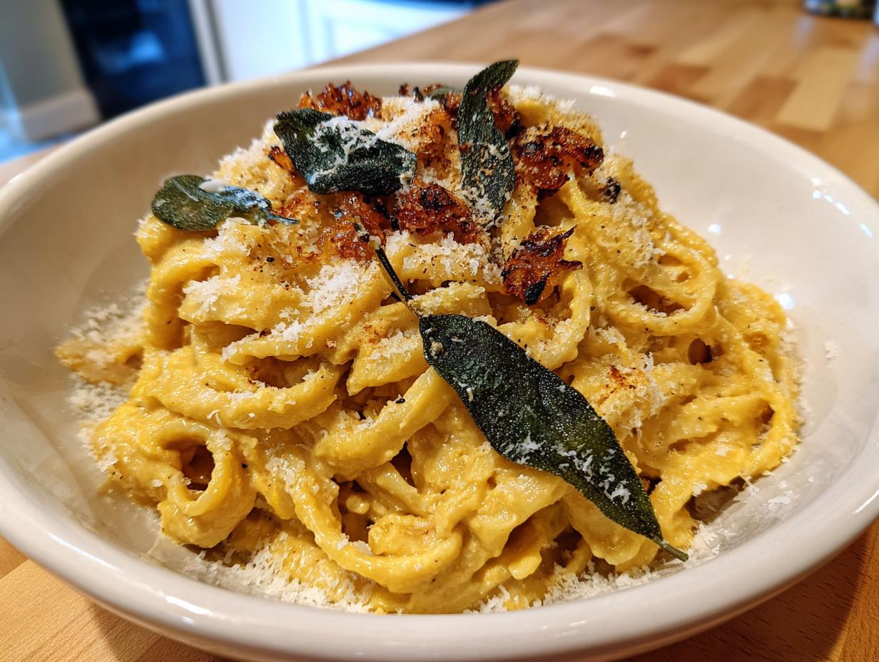 15-Minute Sage Brown Butter Pumpkin Pasta Alfredo: Blissful Comfort
