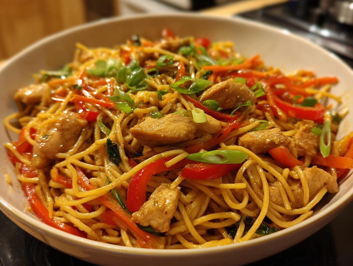 30-Minute Chicken Hakka Noodles: Savory, Spicy & Addictive