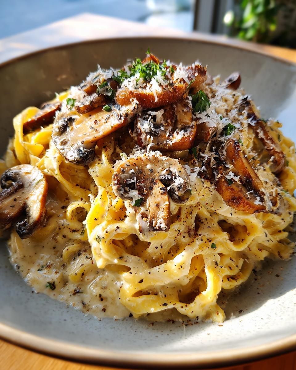easy alfredo sauce with mushrooms - detail 2