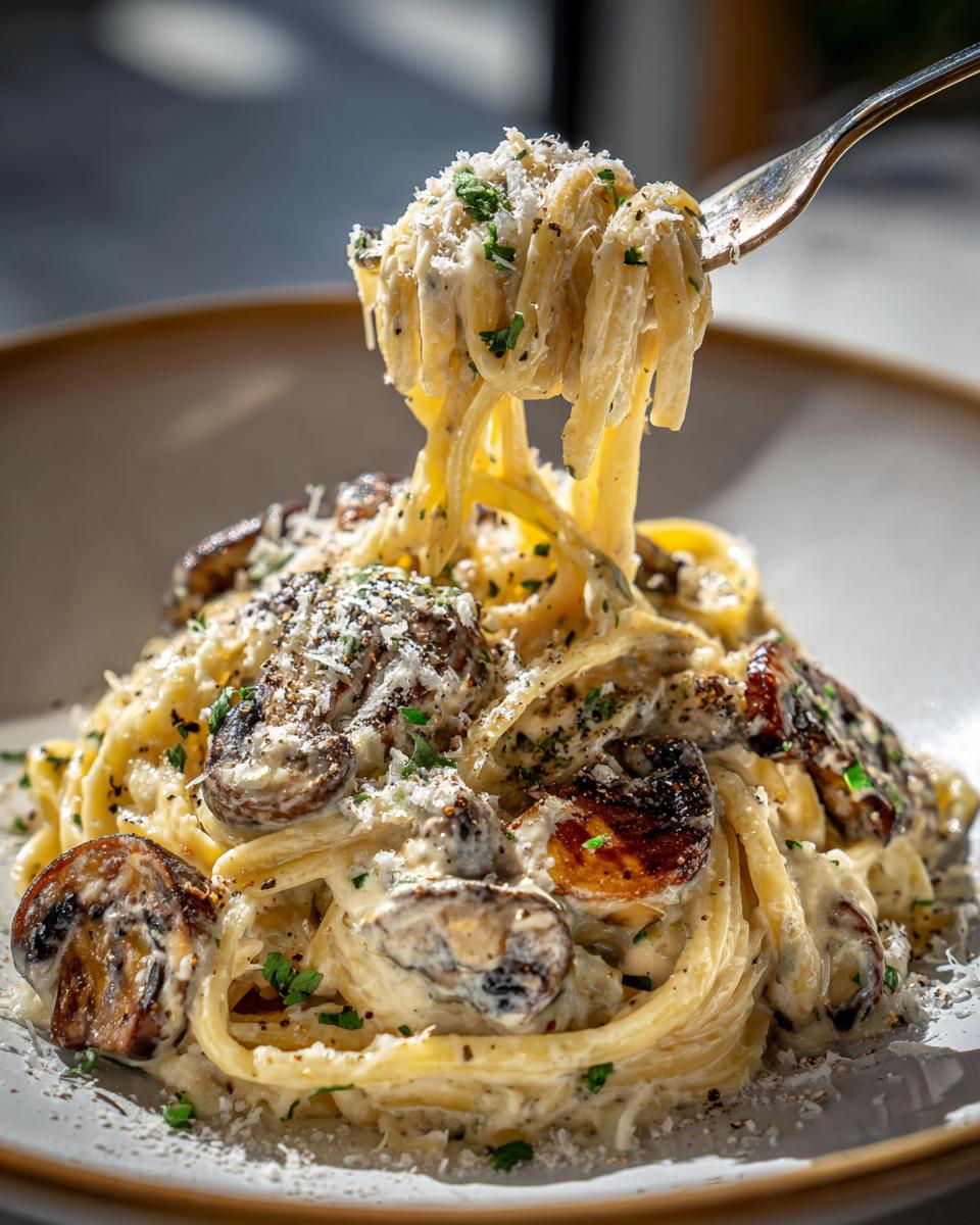 easy alfredo sauce with mushrooms - detail 3