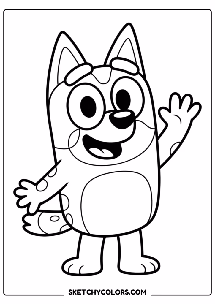 bluey wave free printable coloring page for kids