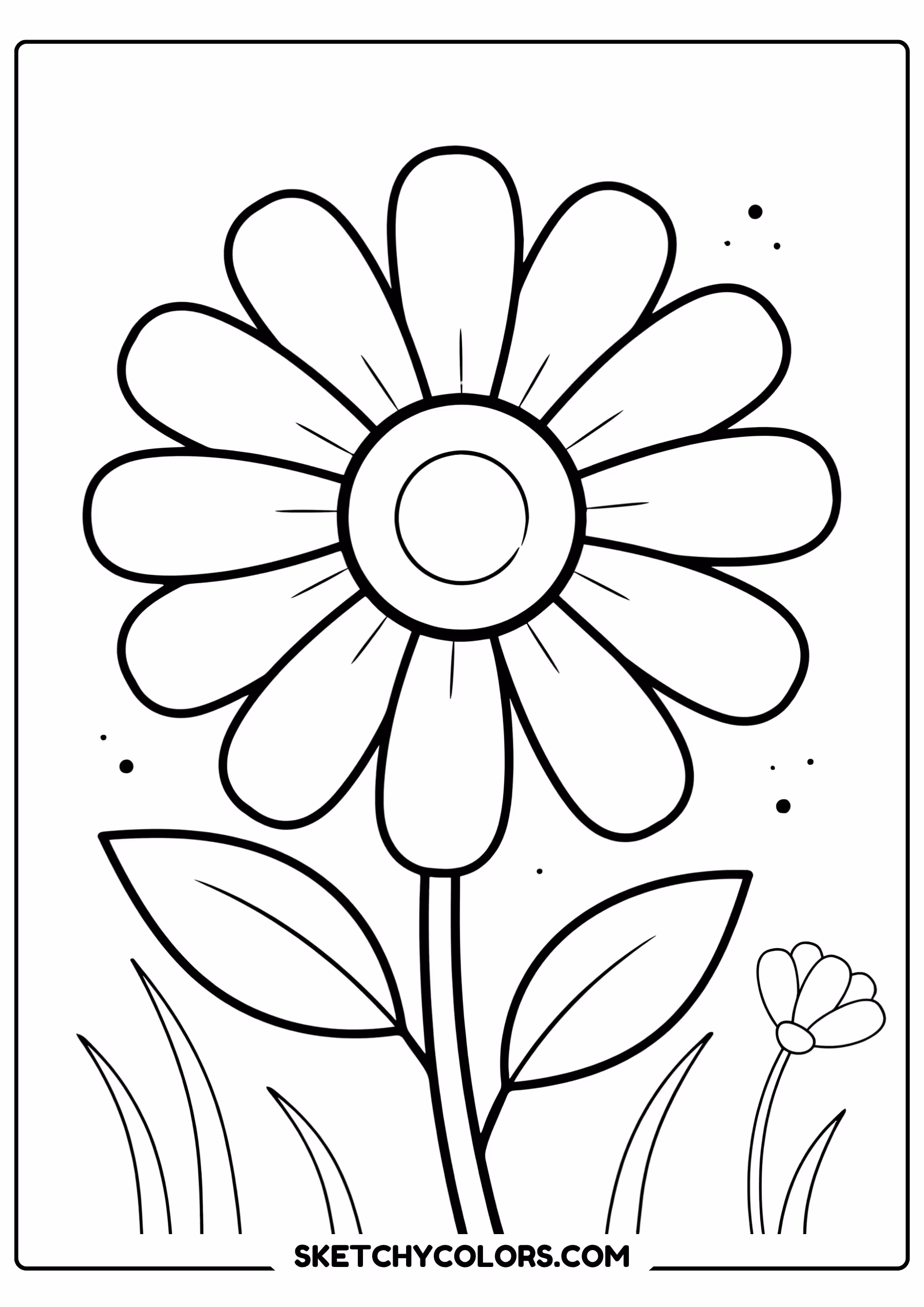 daisy coloring page large daisy garden bloom free printable for kids calming coloring pages