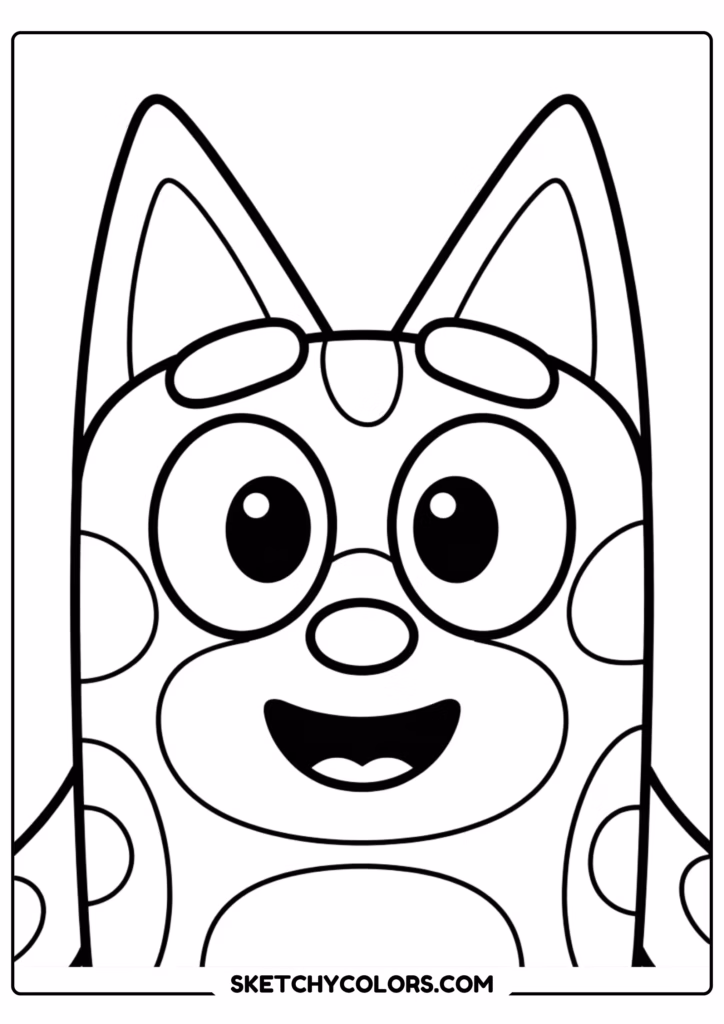 bluey face free printable coloring page for kids