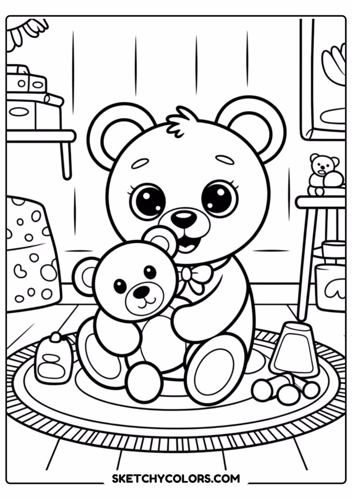 bingo teddy free printable coloring page for kids
