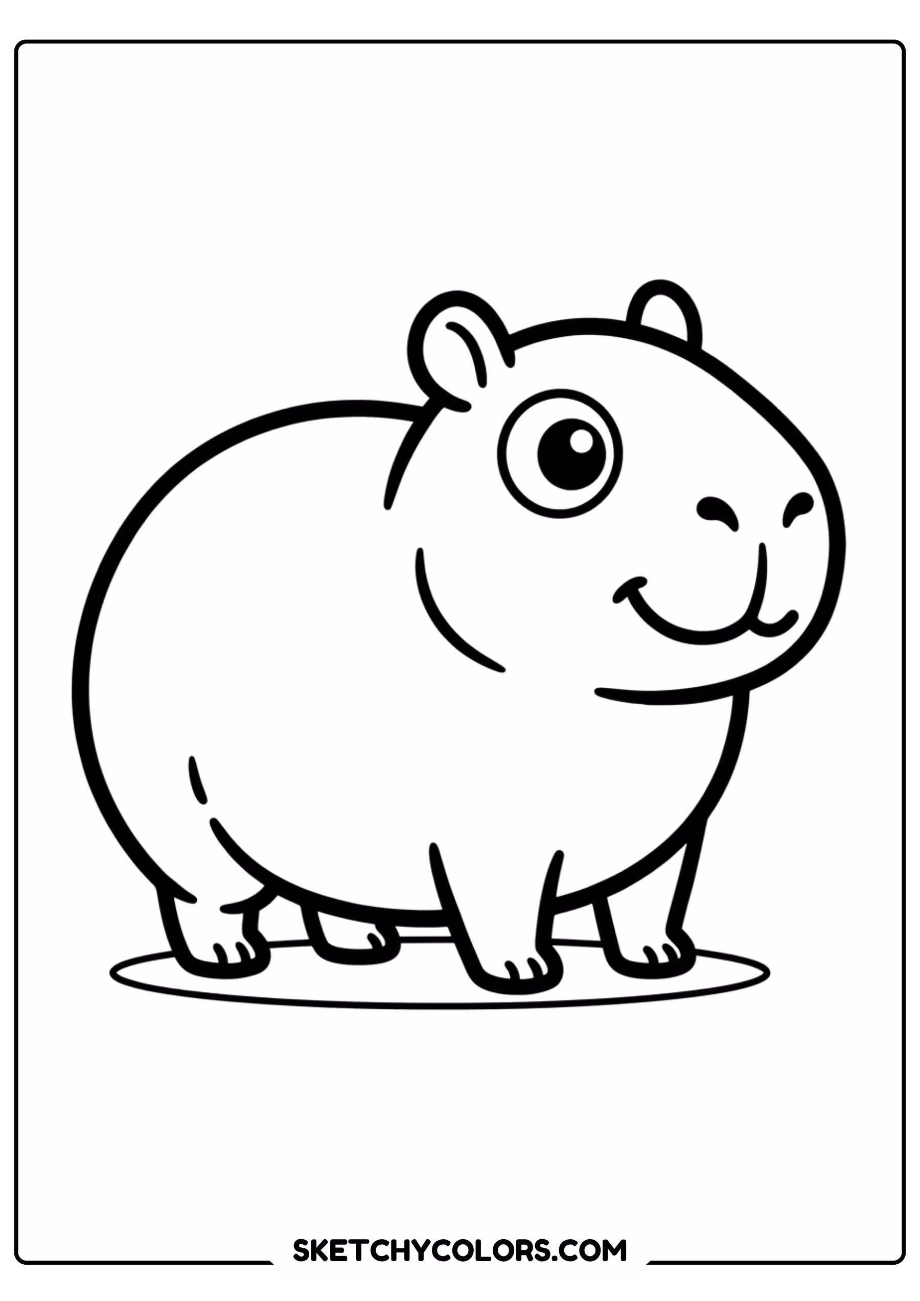 capybara round face portrait free printable coloring page for kids