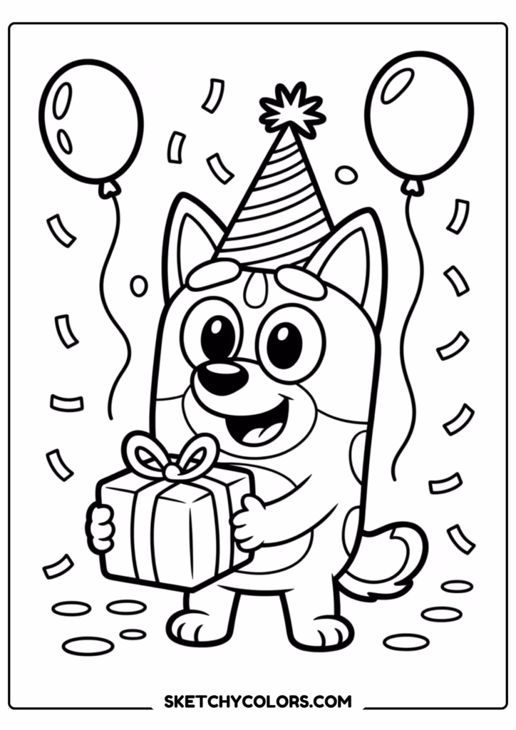 bluey party gift free printable coloring page for kids