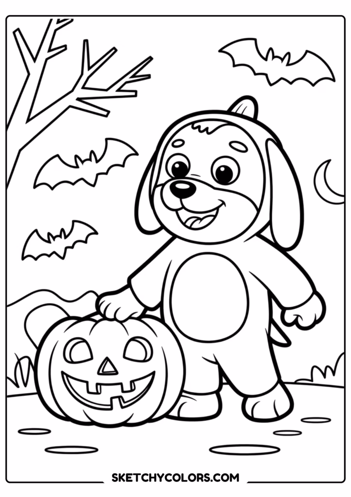 bingo halloween costume free printable coloring page for kids