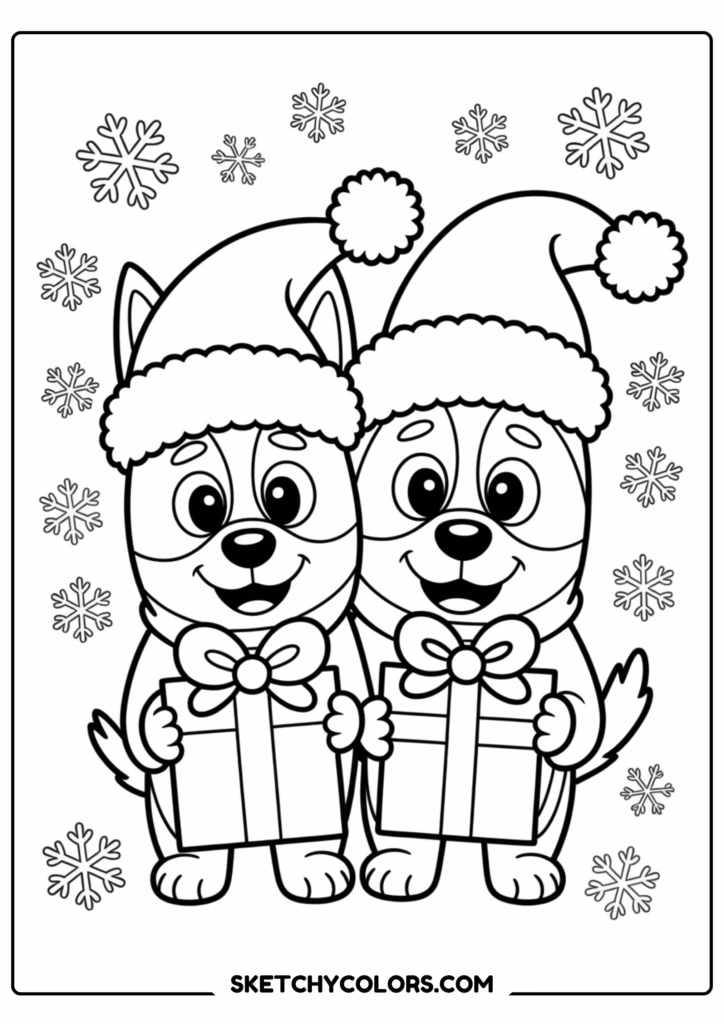 bluey bingo christmas free printable coloring page for kids