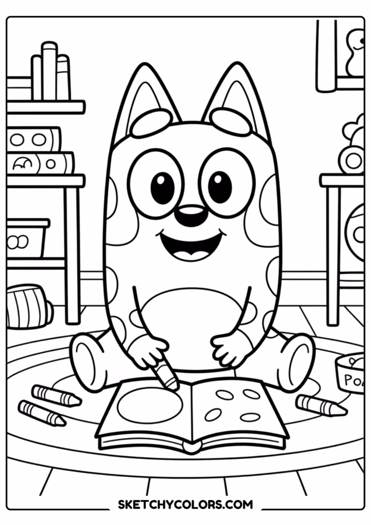 bluey art free printable coloring page for kids