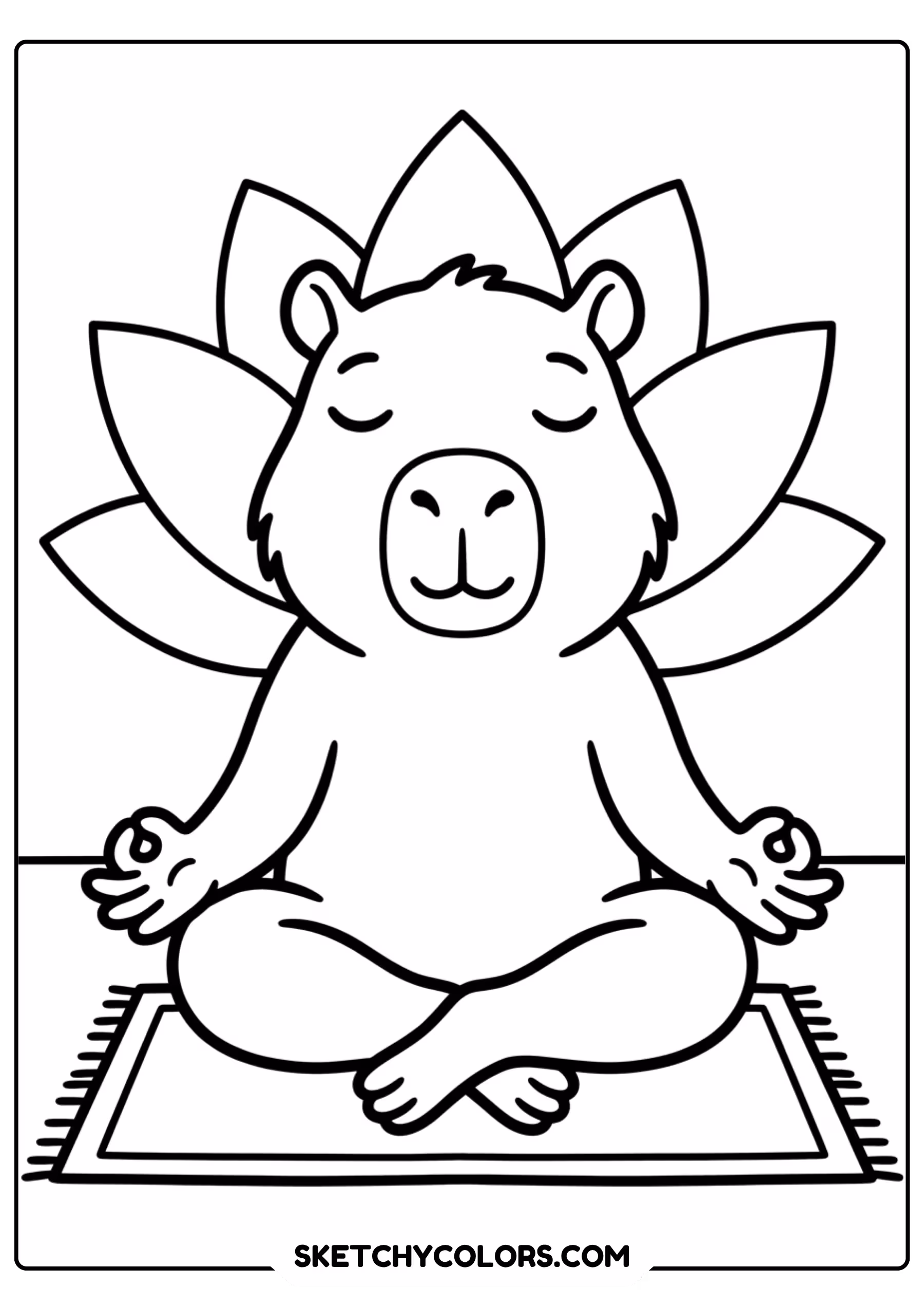 capybara fairy wings free printable coloring page for kids