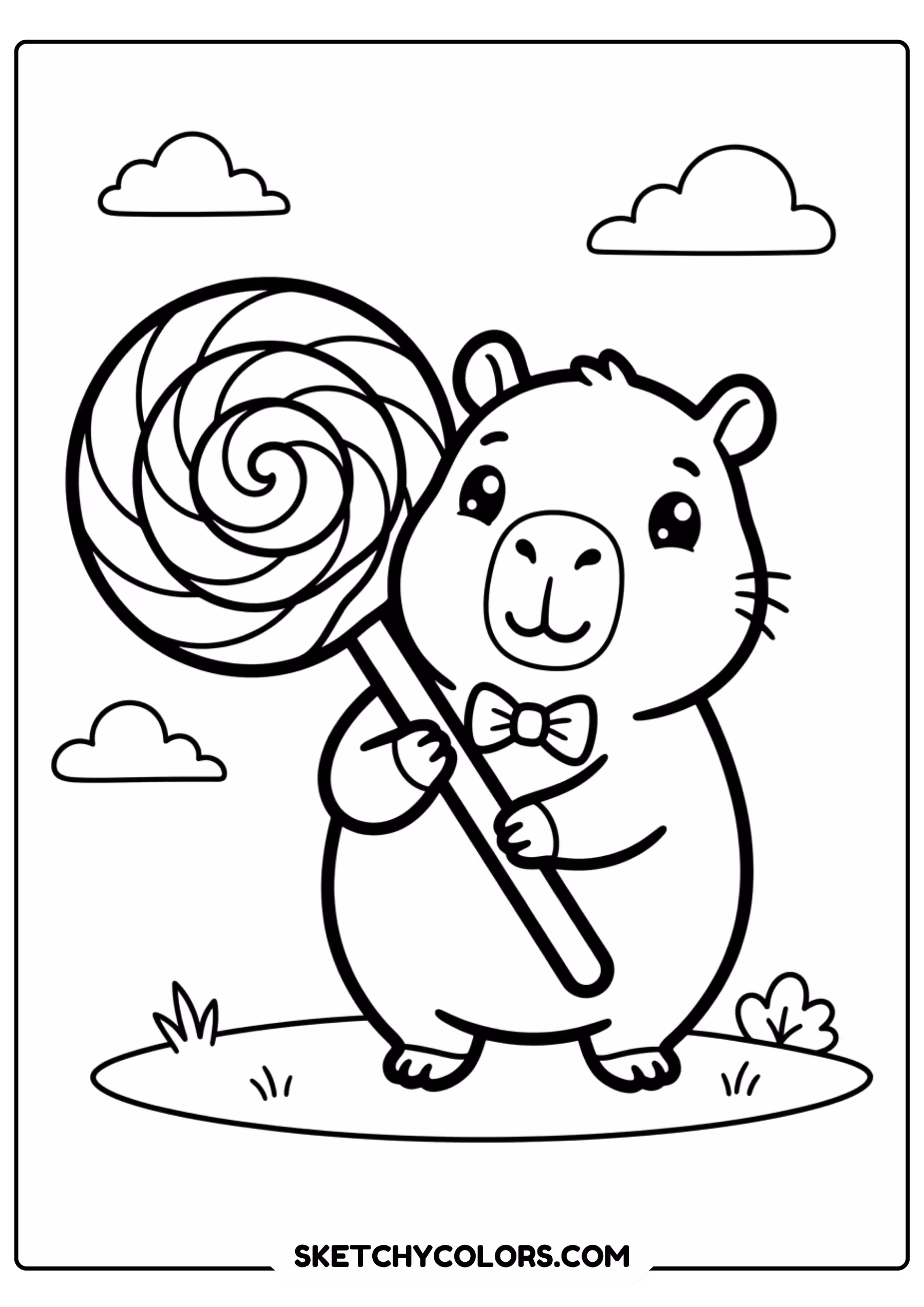 capybara giant lollipop free printable coloring page for kids