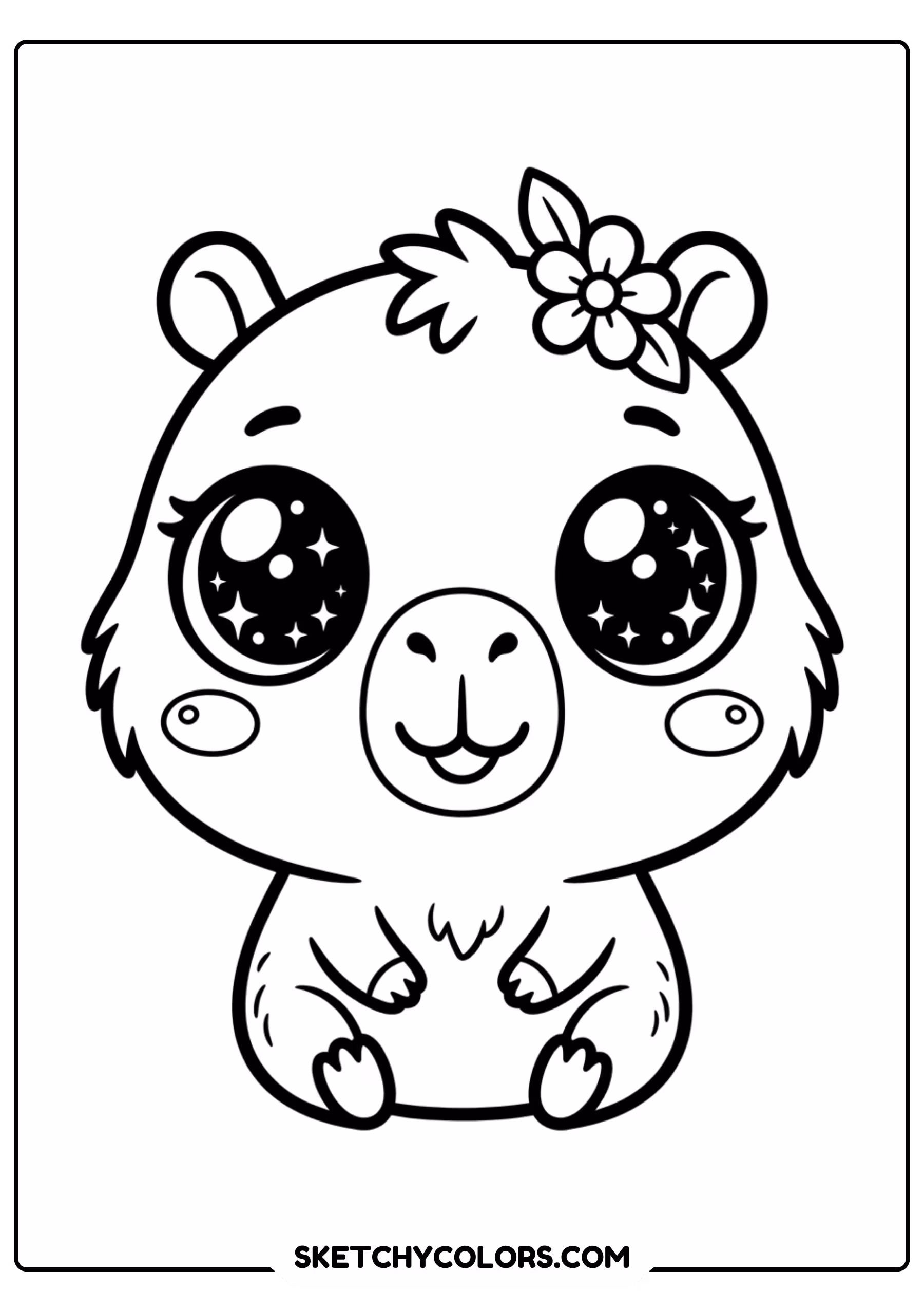 chibi kawaii capybara free printable coloring page for kids