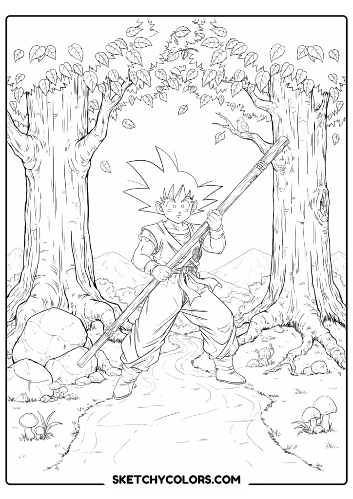 goku young goku adventure free coloring sheet for kids