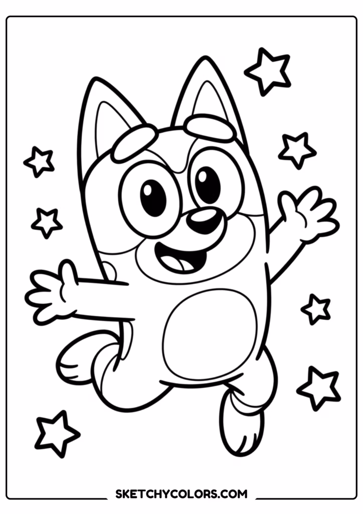 bluey jump free printable coloring page for kids