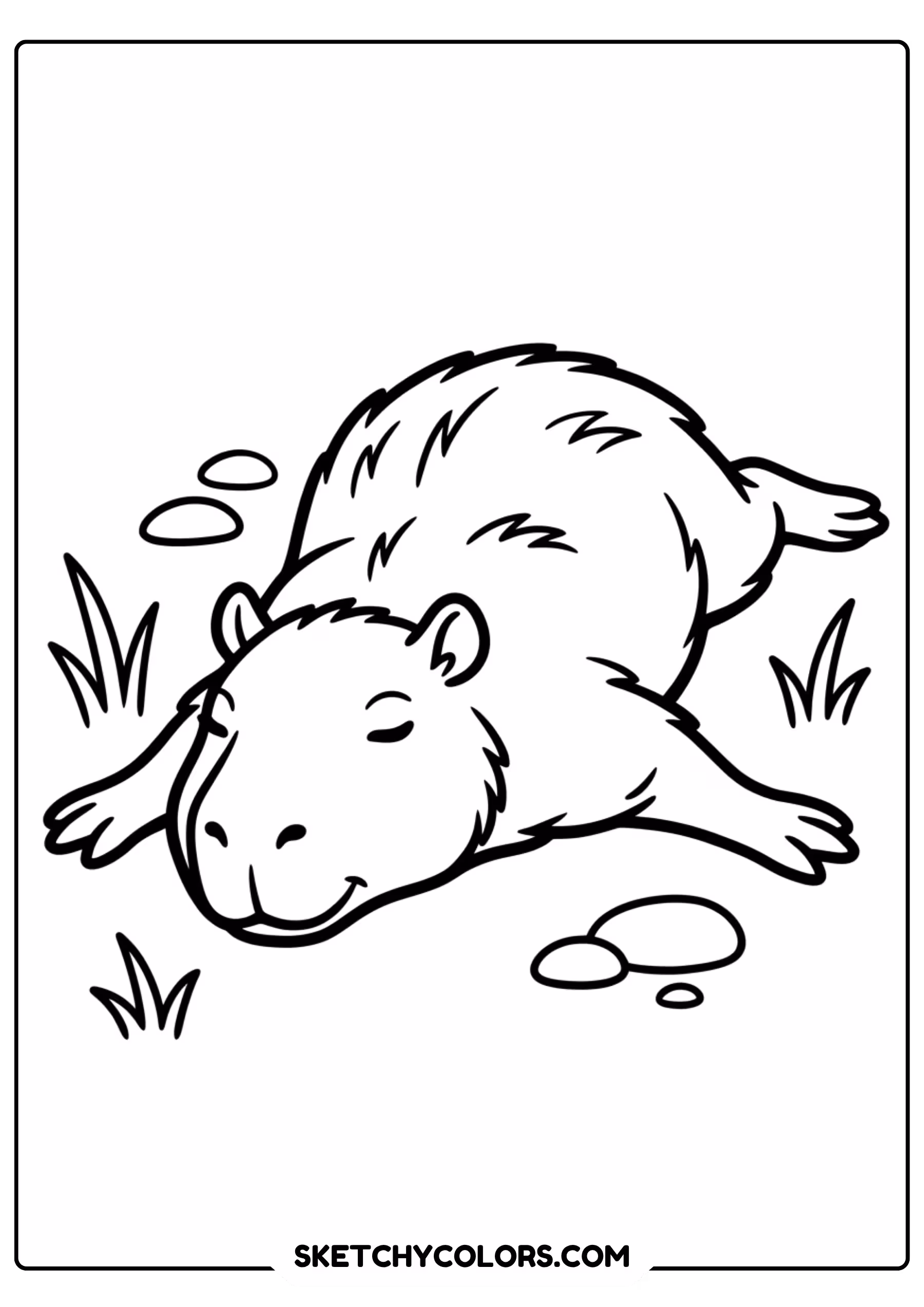 capybara wetland grazing free printable coloring page for kids