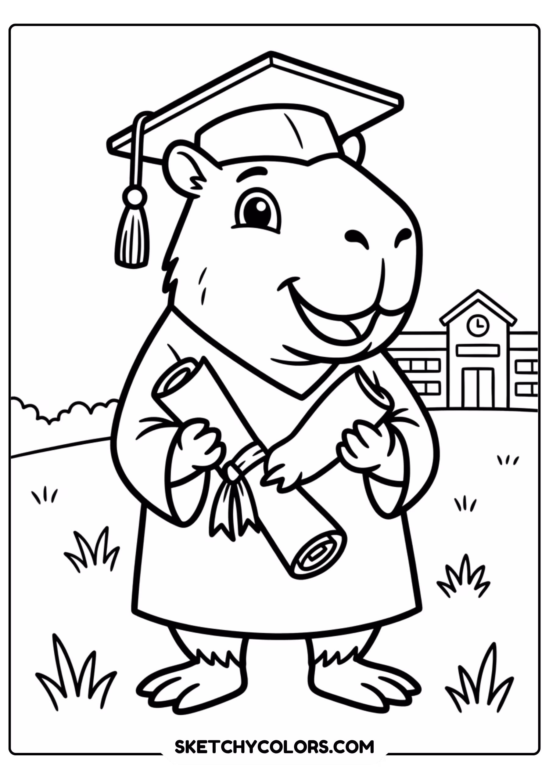 capybara headphones sunglasses free printable coloring page for kids