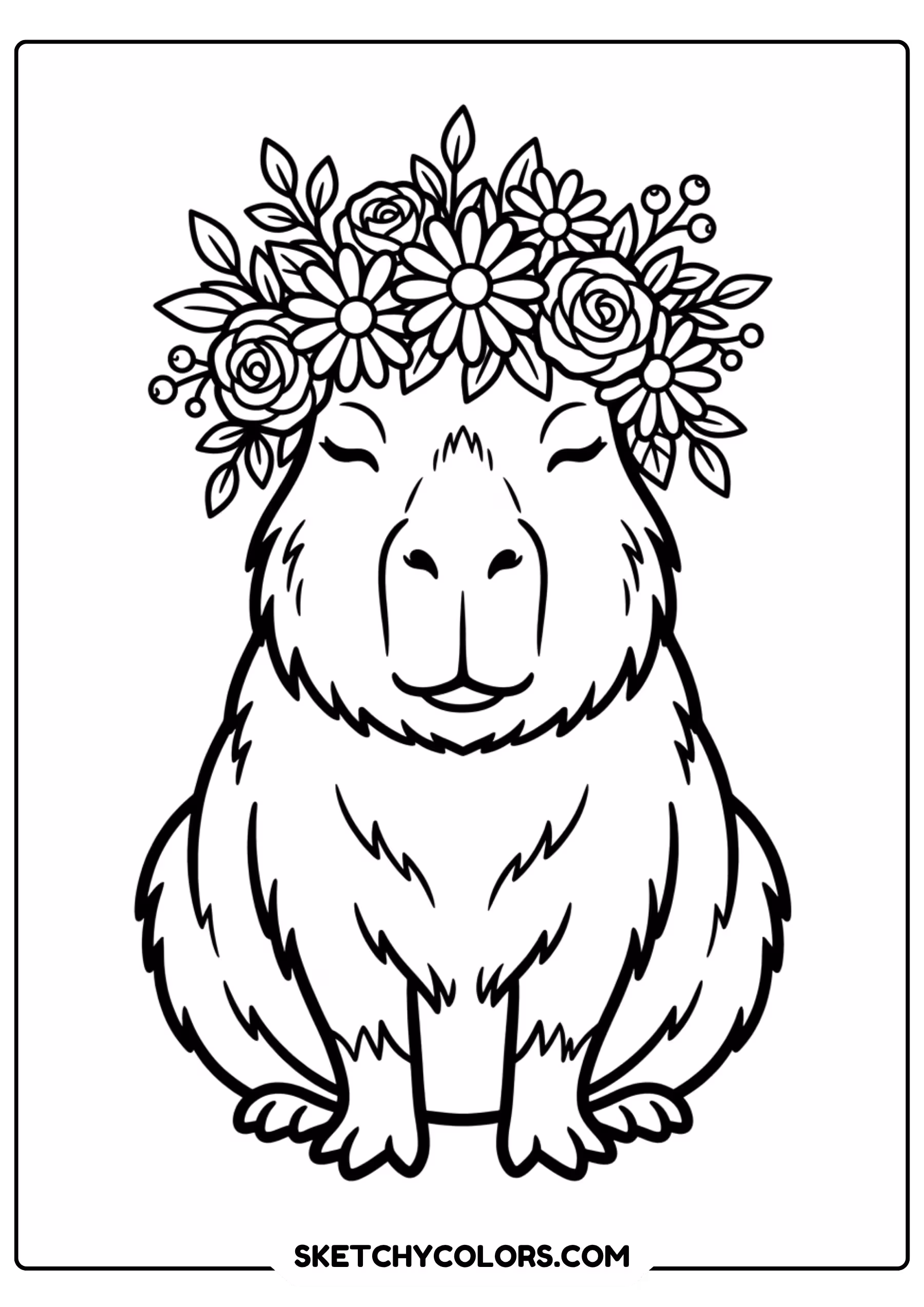 capybara butterfly nap free printable coloring page for kids