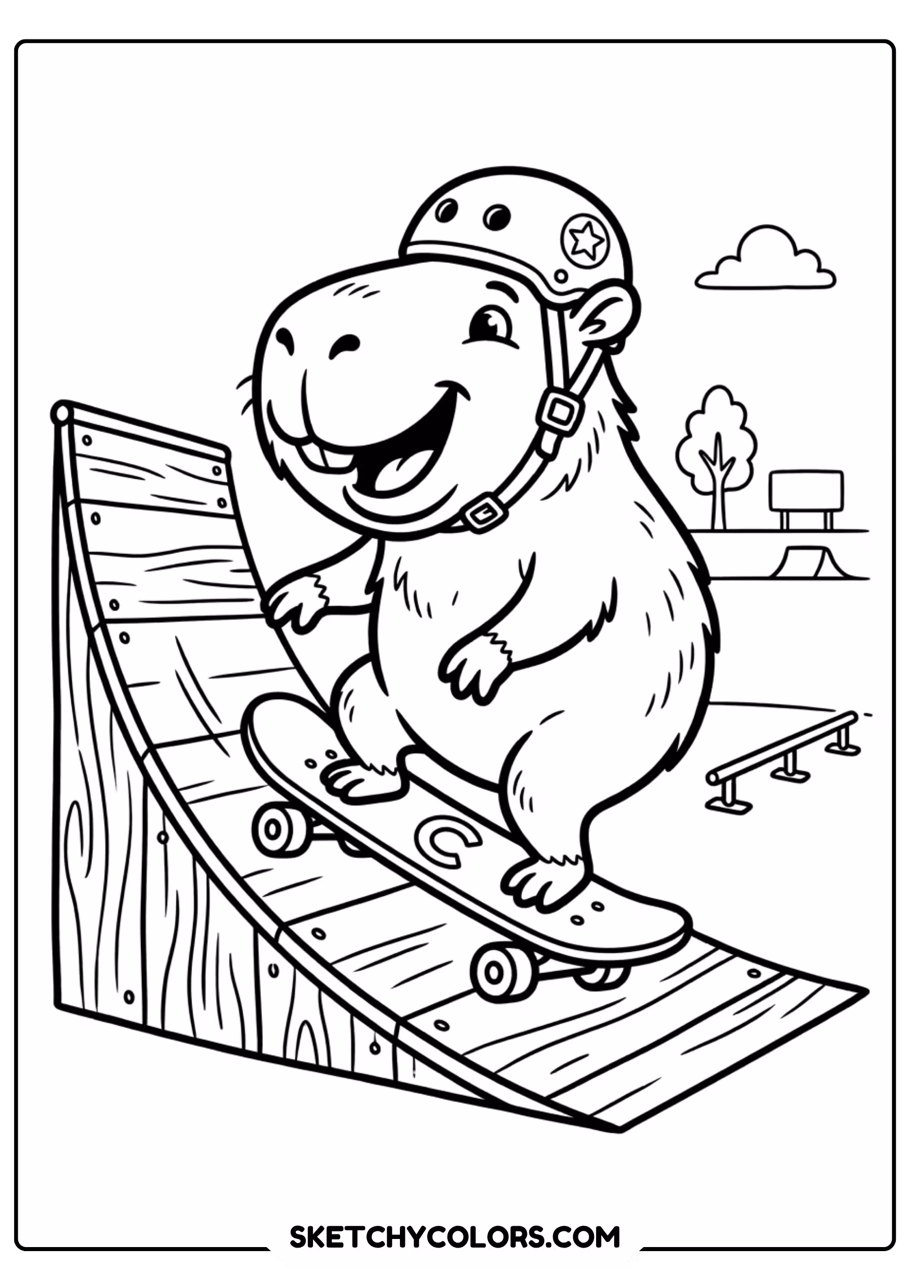 capybara ghost halloween free printable coloring page for kids