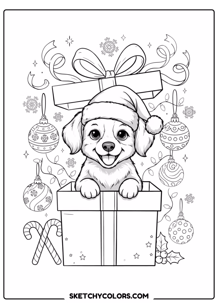 christmas puppy gift box printable for kids pdf