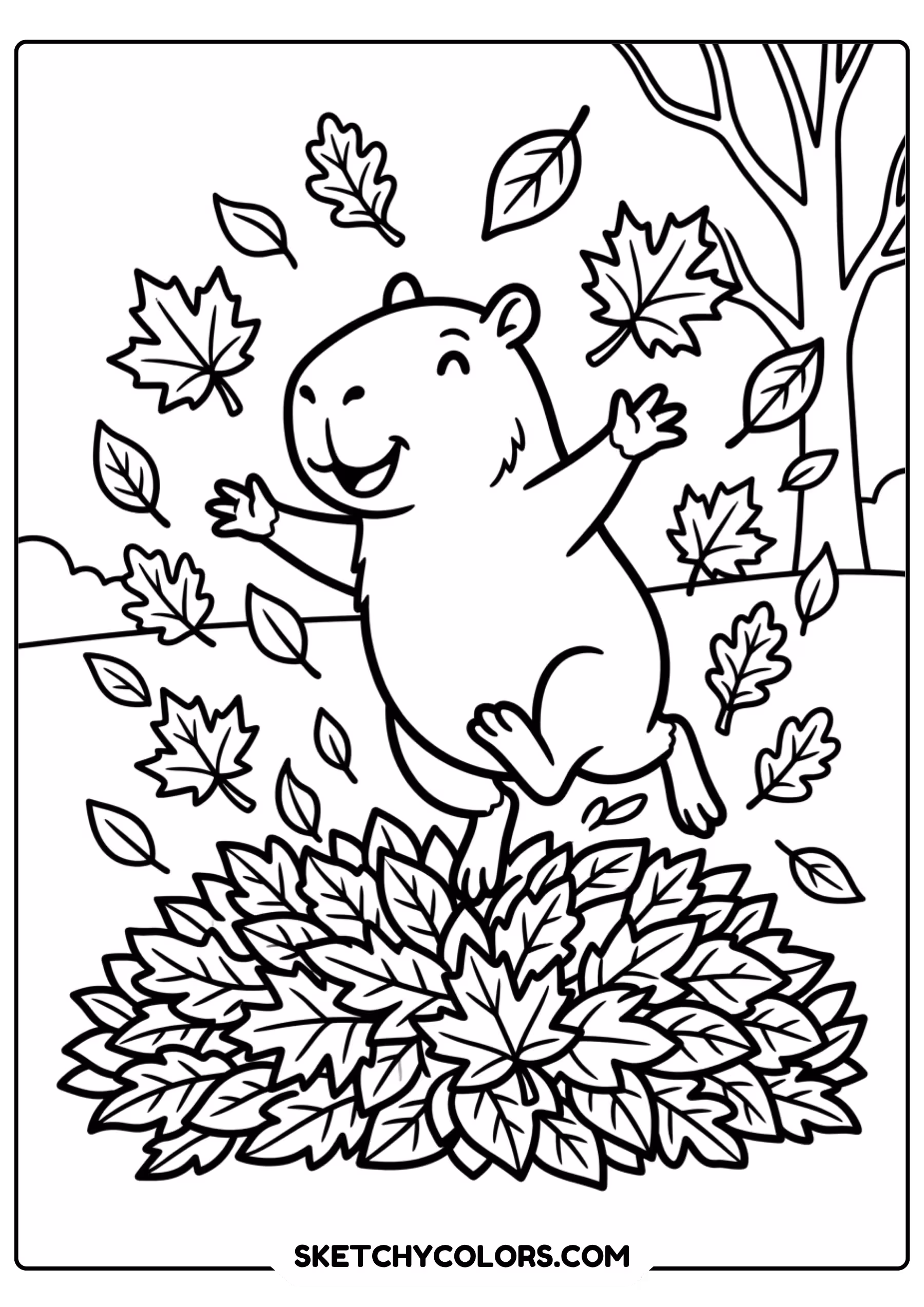 capybara unbothered calm log free printable coloring page for kids