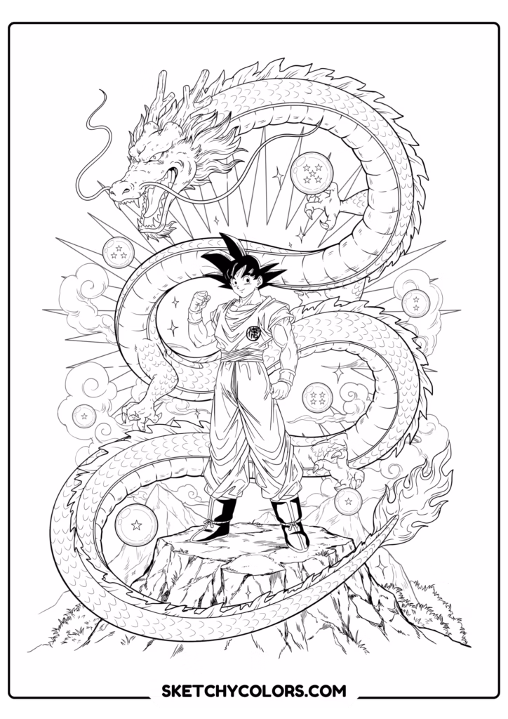 goku and shenron coloring sheet free printable