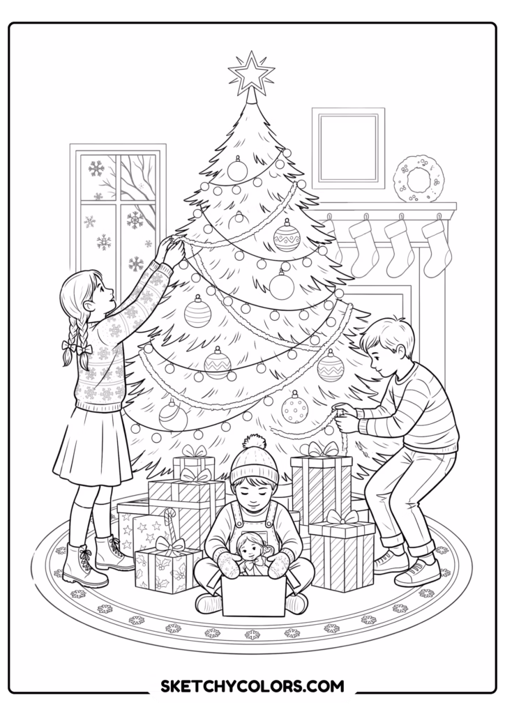 christmas tree coloring sheet free printable