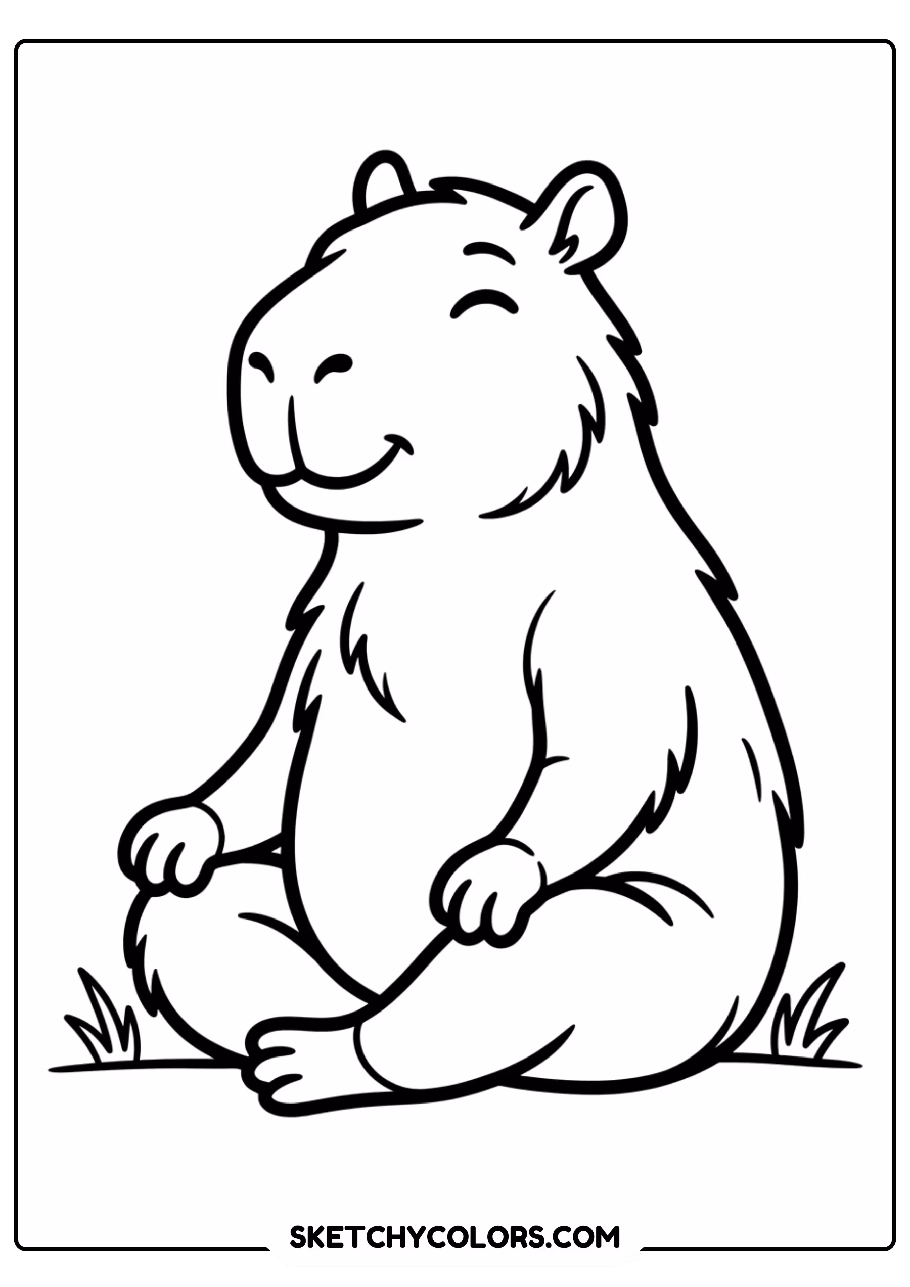 capybara walking free printable coloring page for kids