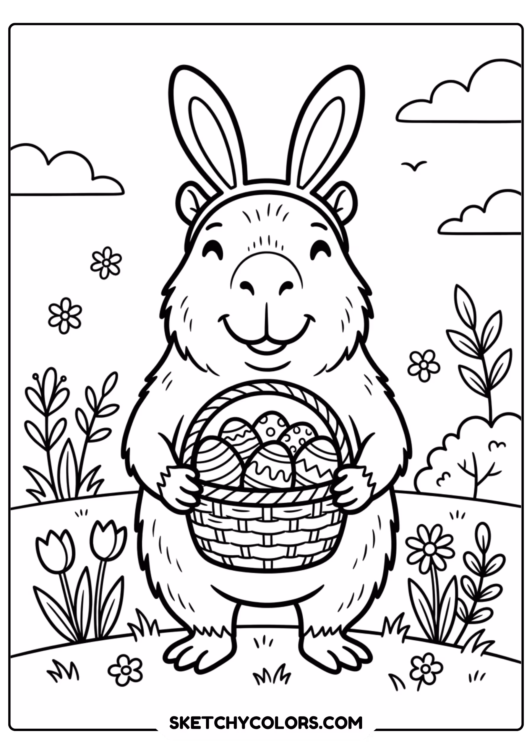 capybara autumn stroll free printable coloring page for kids