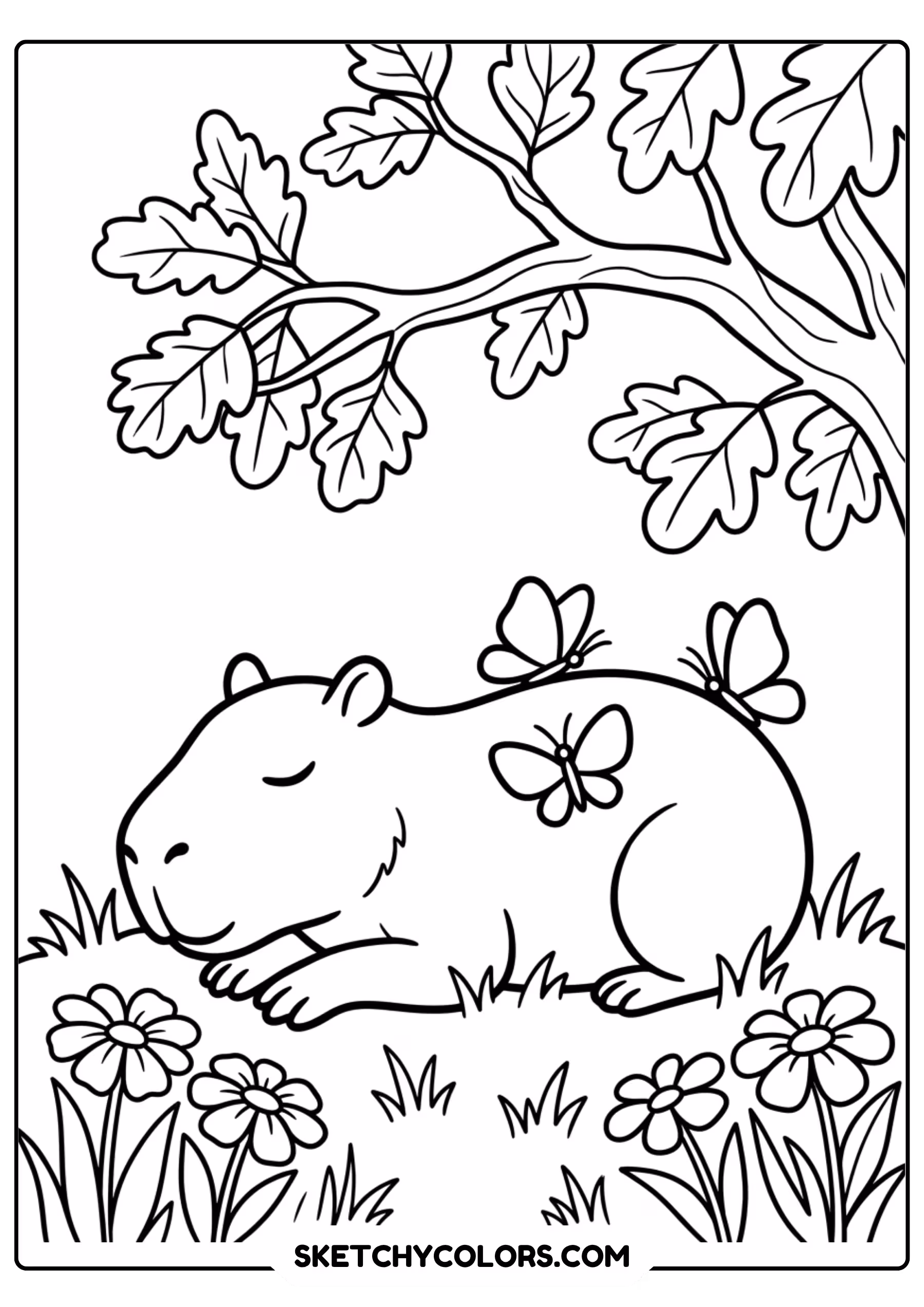 capybara reading book armchair free printable coloring page for kids