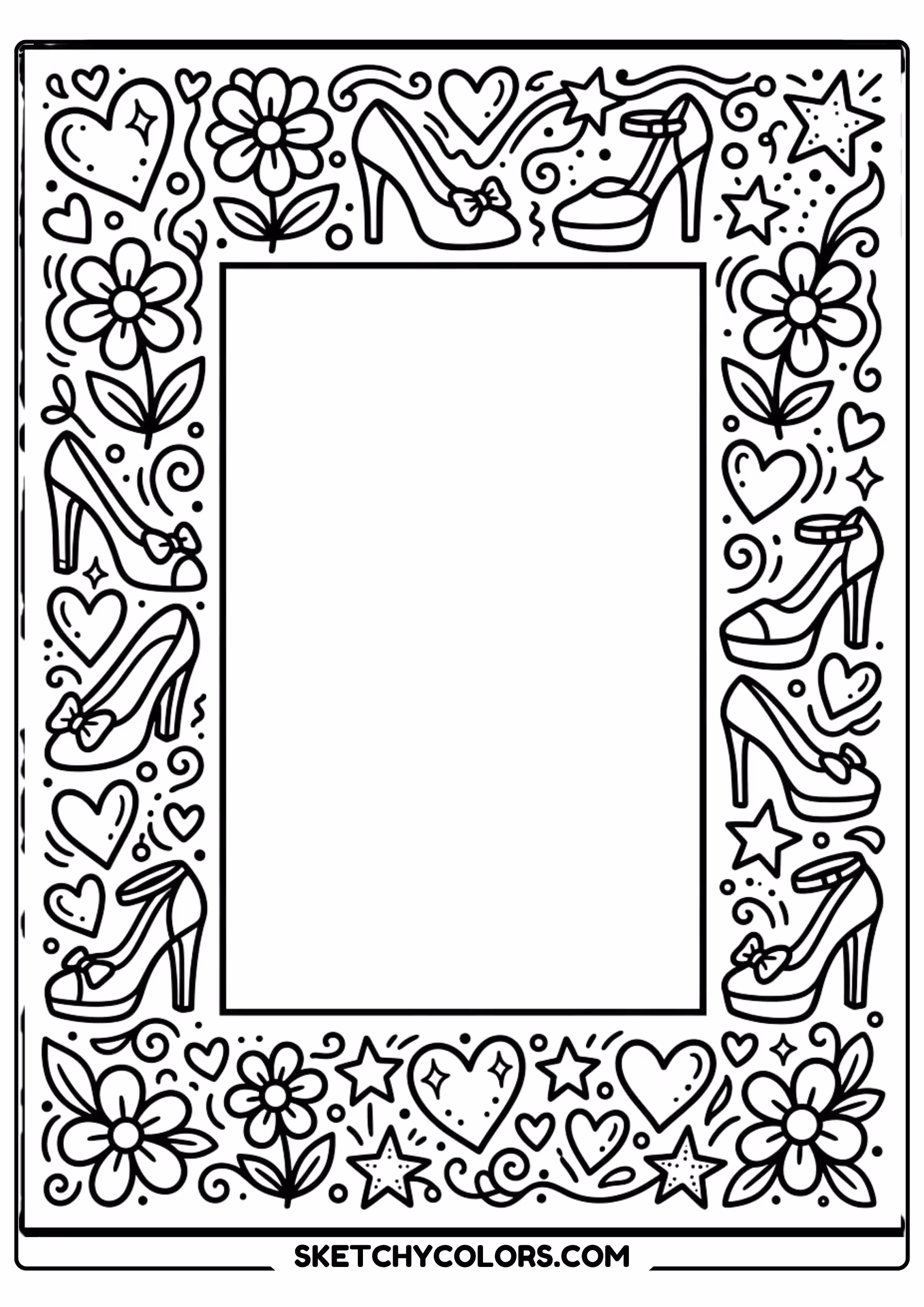 barbie in a floral decorative frame - free printable barbie coloring page