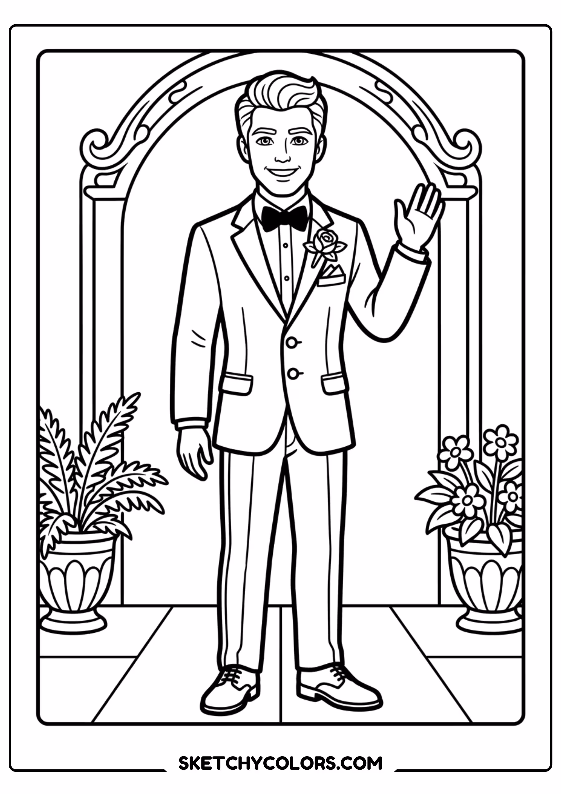 barbie and ken formal date night - free printable barbie coloring page