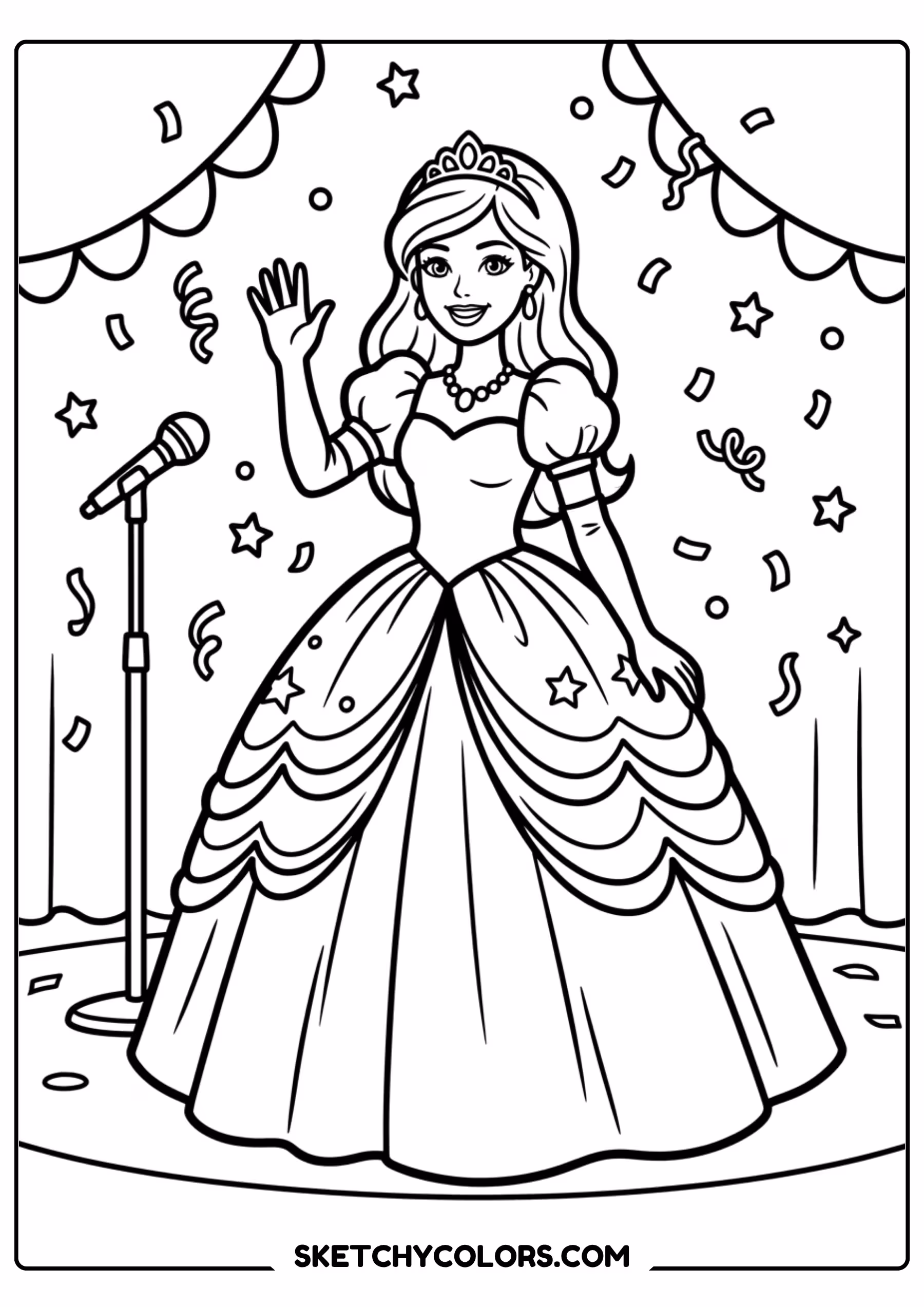 barbie the pop star singer - free printable barbie coloring page