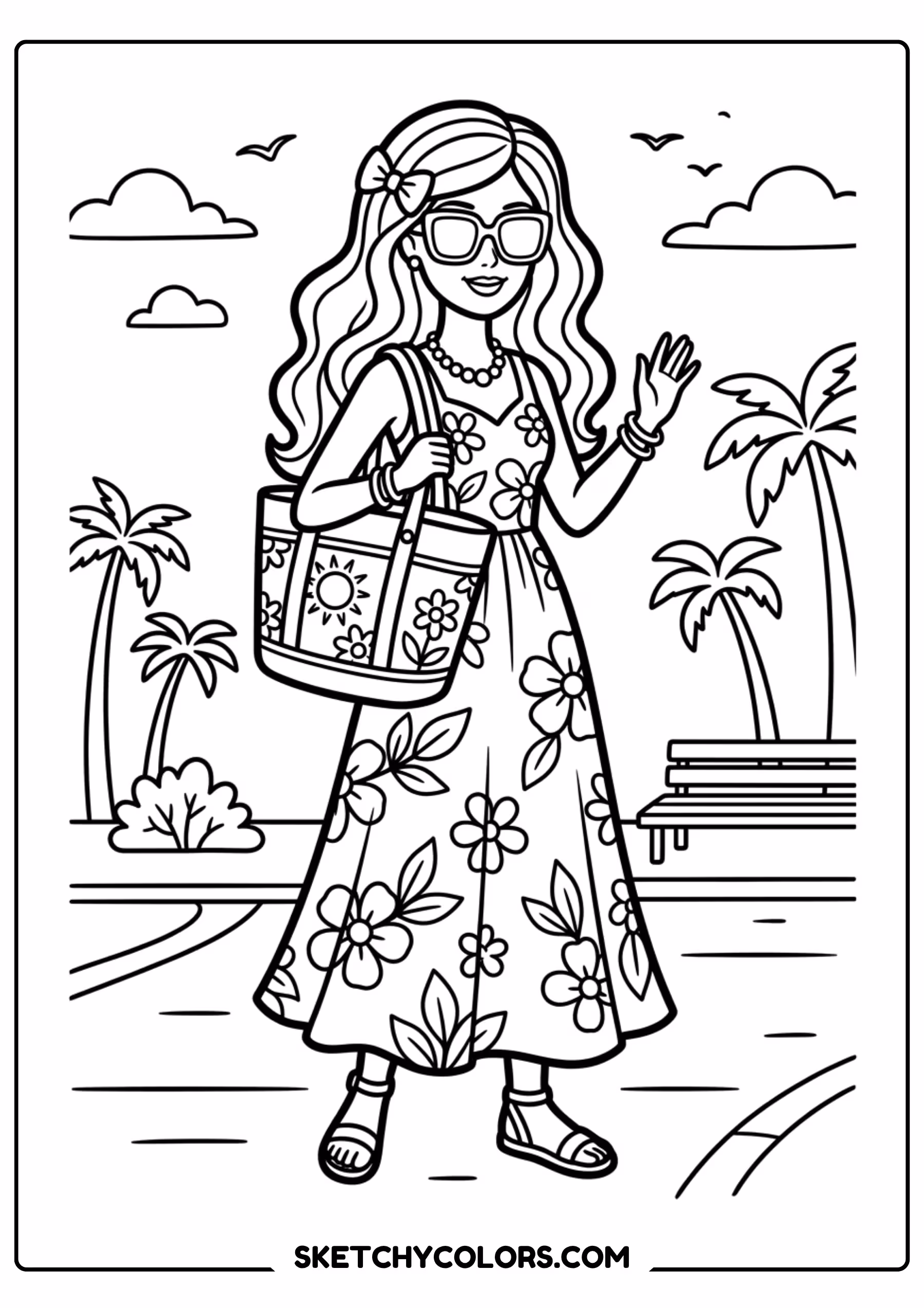 barbie the world traveler with camera - free printable barbie coloring page