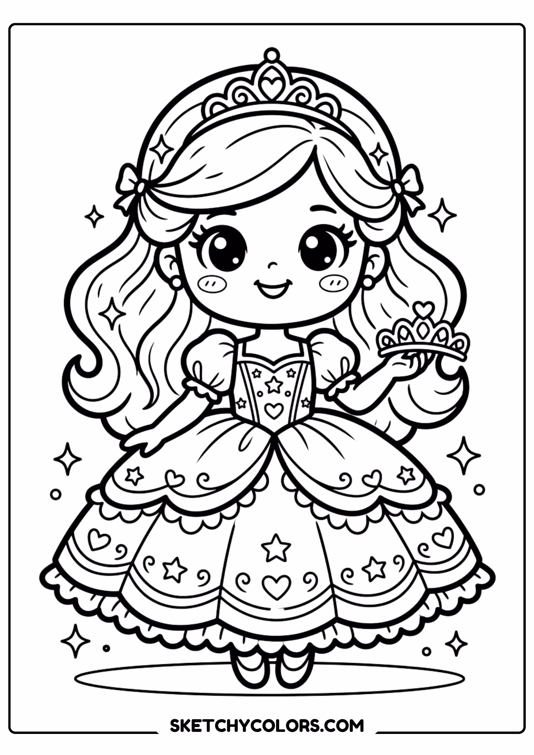 chibi barbie in candy dress - free printable barbie coloring page
