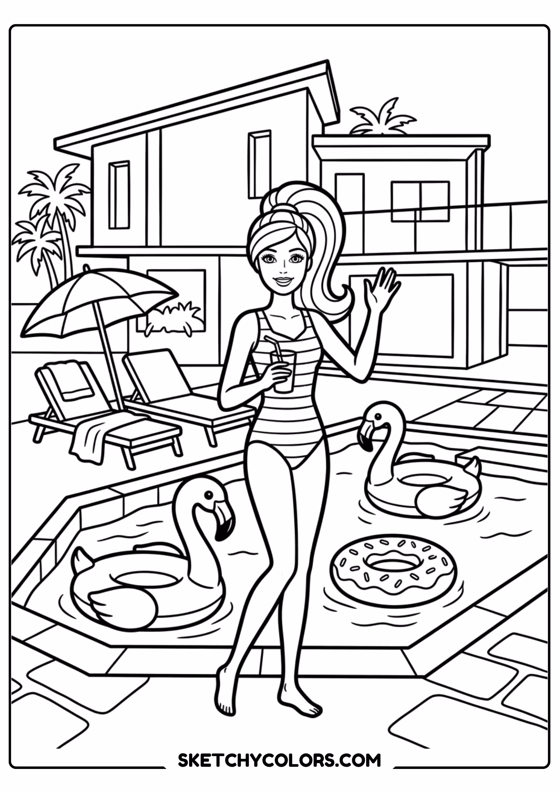 barbie in an elegant ballgown - free printable barbie coloring page