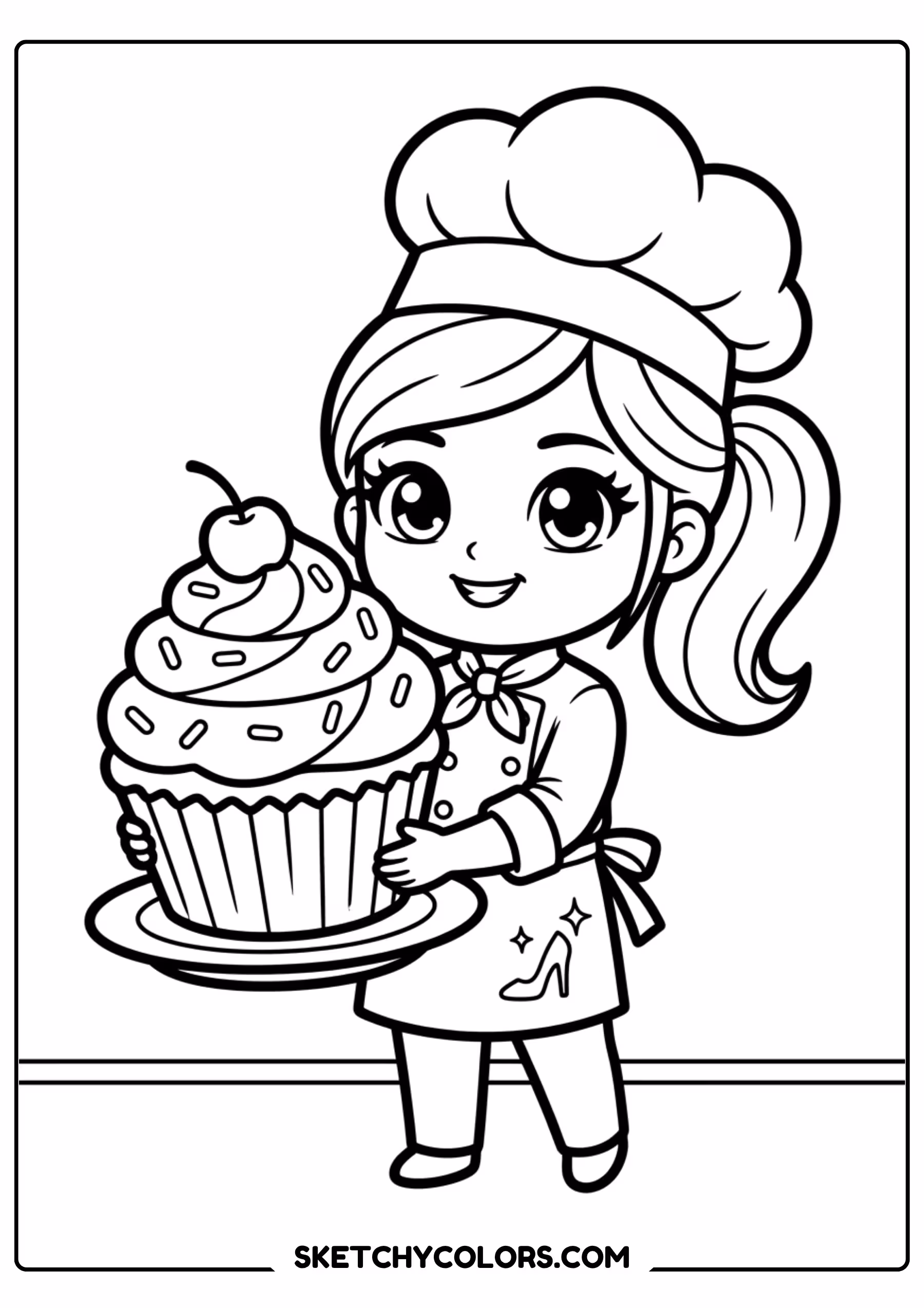 barbie the cupcake baker - free printable barbie coloring page