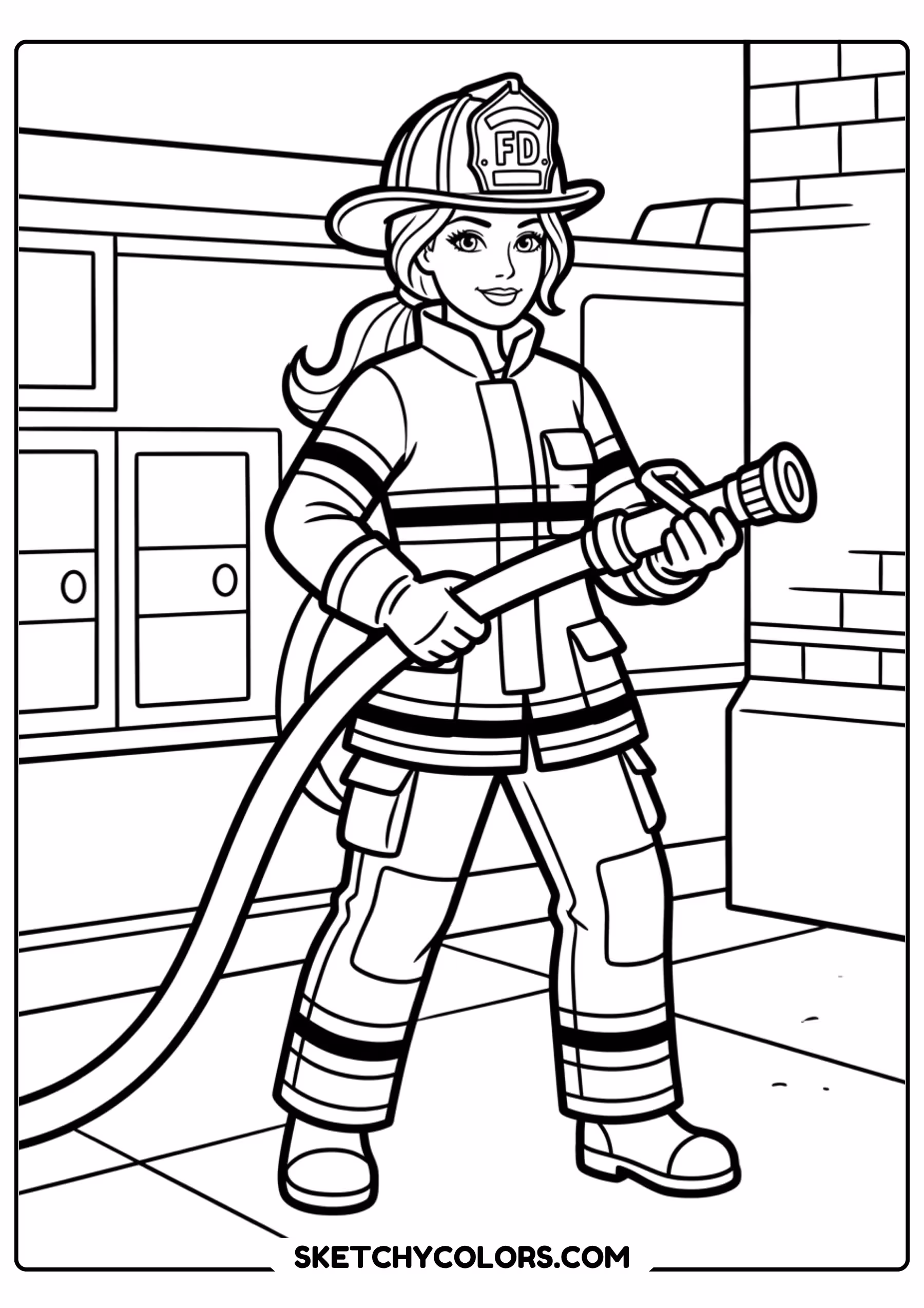 barbie the firefighter hero - free printable barbie coloring page