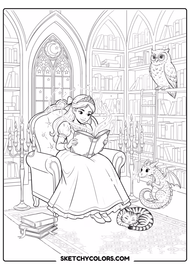 princess storybook free kids coloring printable