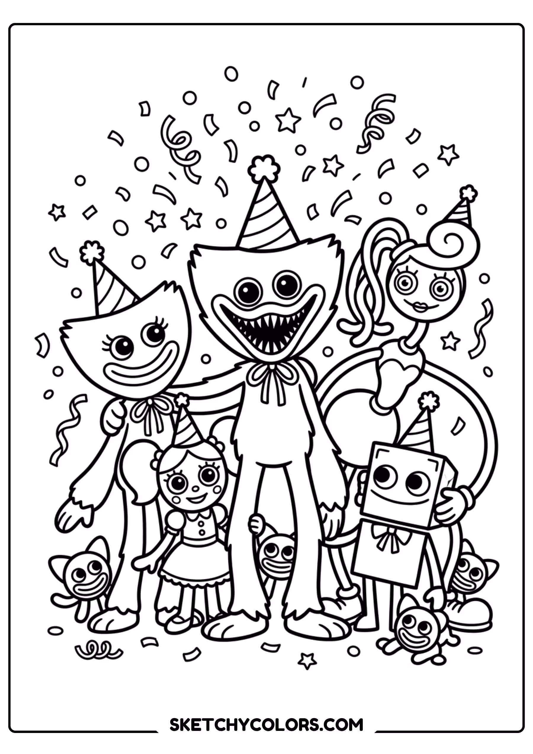 huggy wuggy star celebration coloring page free printable